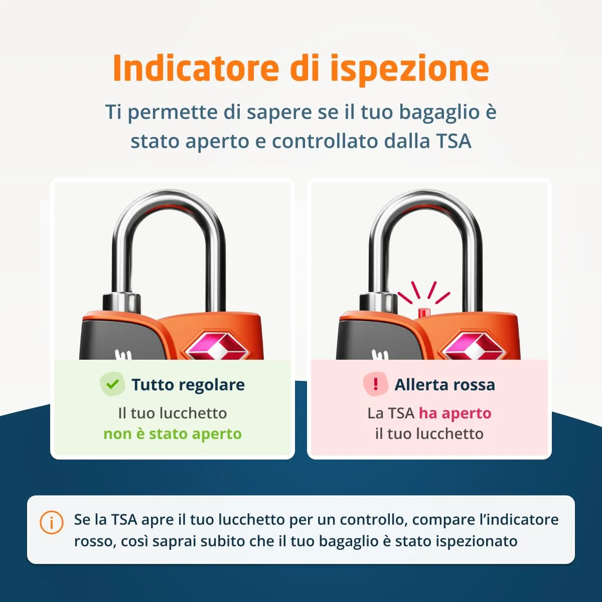 Lucchetto TSA con Indicatore di Apertura per Valigie, Zaini, Borse da Viaggio, ecc. | Lucchetti da Viaggio con Combinazione a 3 Cifre | Confezione da 2 (Arancione) - immagine 4