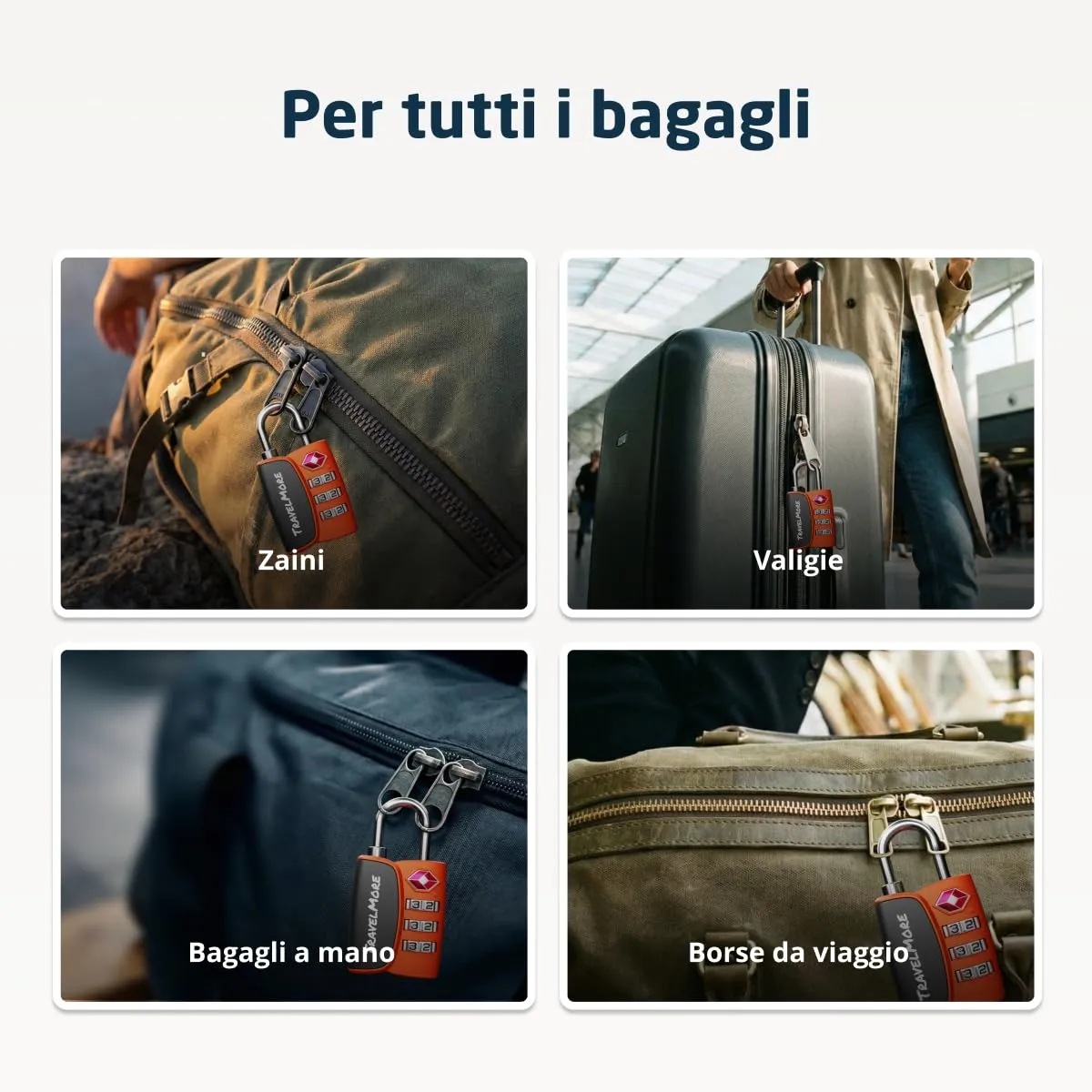 Lucchetto TSA con Indicatore di Apertura per Valigie, Zaini, Borse da Viaggio, ecc. | Lucchetti da Viaggio con Combinazione a 3 Cifre | Confezione da 2 (Arancione) - immagine 8