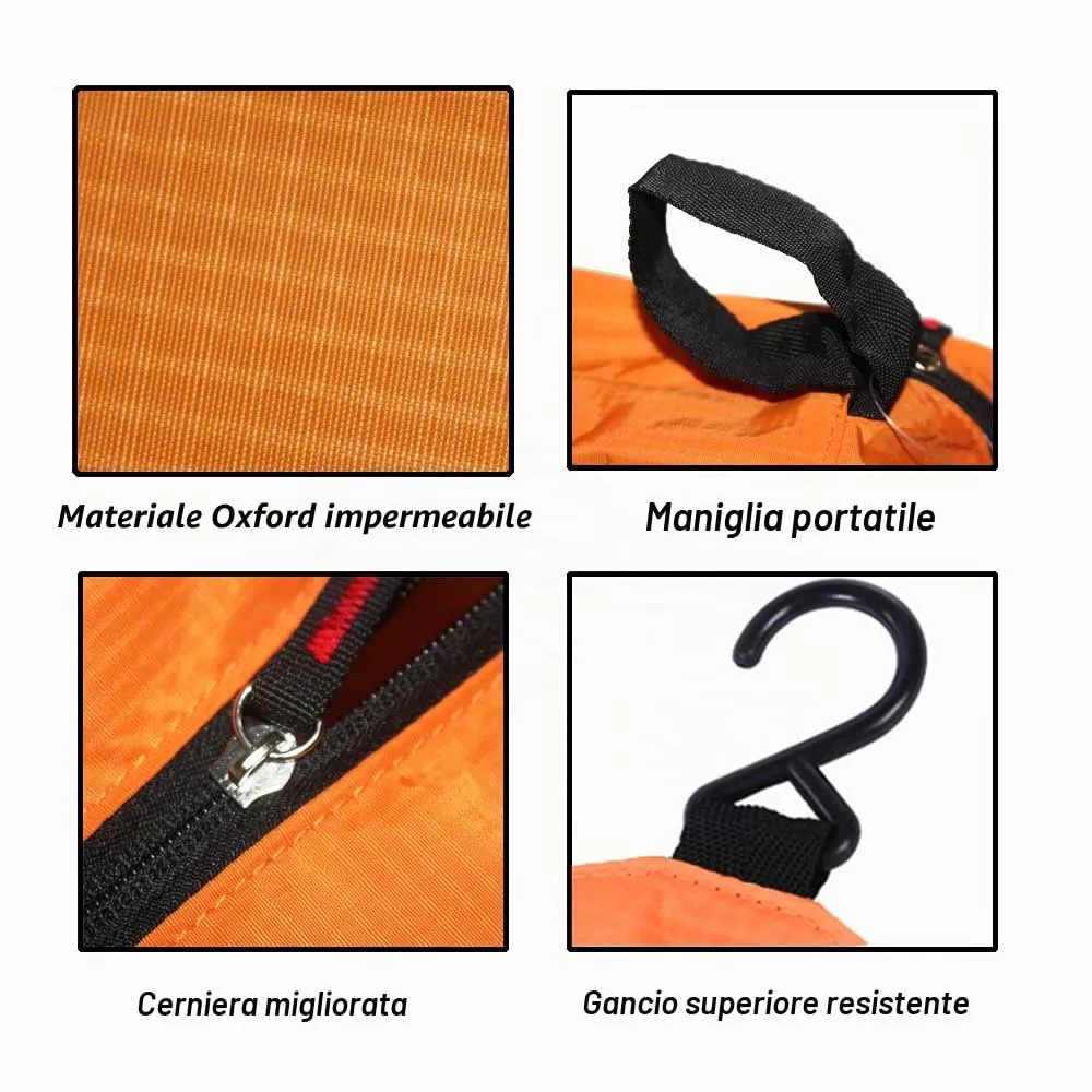 jiemei Hanging Toilettry Bag impermeabile, Travel Wash Bag per gli uomini e le donne con 4 scomparti, Pieghevole Compact Size, Super Durable Tessuto - immagine 5