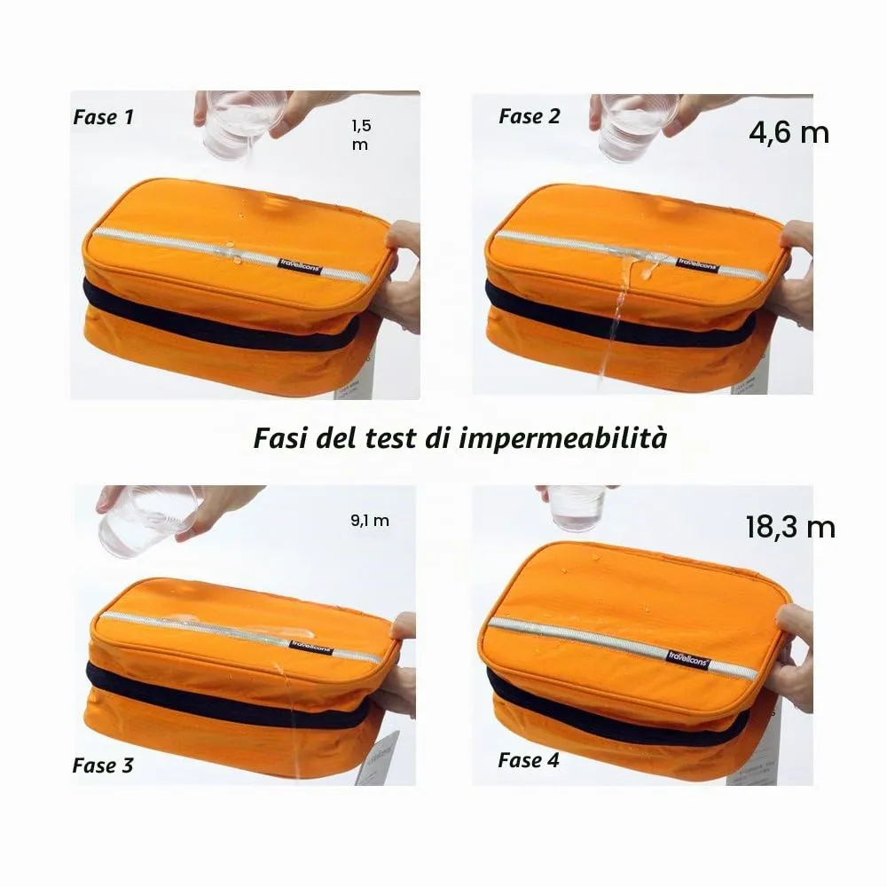 jiemei Hanging Toilettry Bag impermeabile, Travel Wash Bag per gli uomini e le donne con 4 scomparti, Pieghevole Compact Size, Super Durable Tessuto - immagine 6