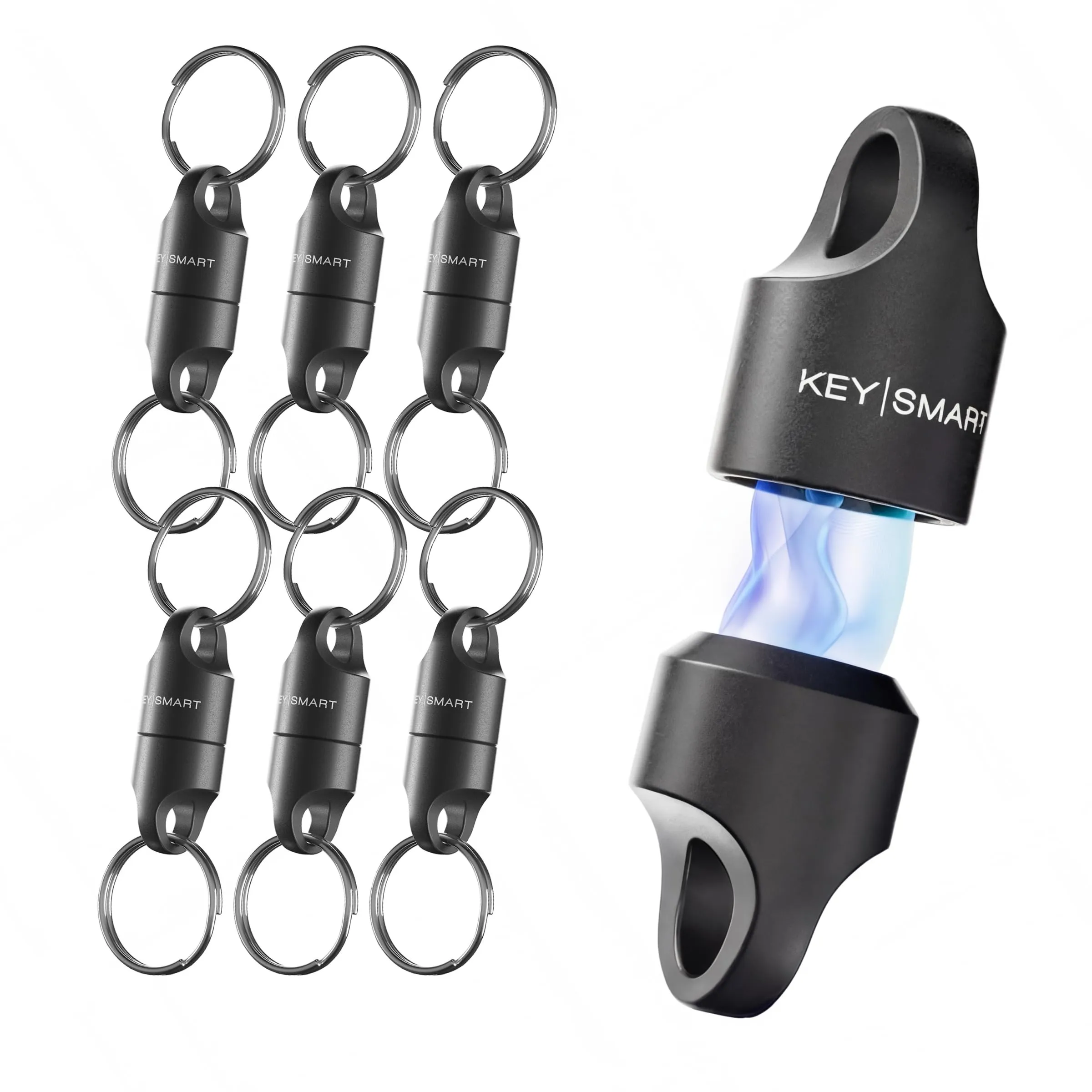 KeySmart MagConnect - Connettore Chiavi Rapido e Sicuro per Valige, Borse & Cinture - Chiavi Sempre a Portata di Mano (3 Pacco, Nero) - immagine 1
