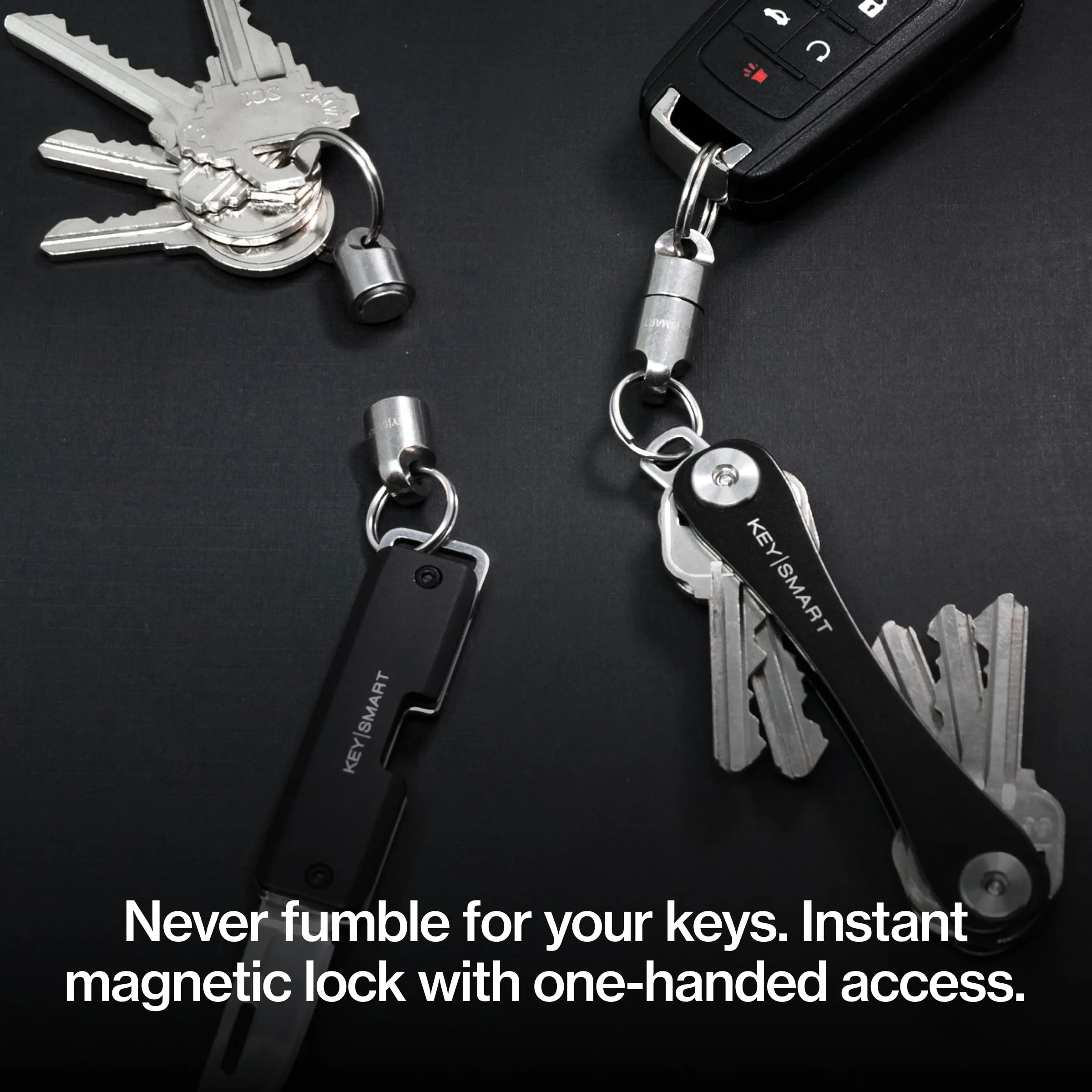 KeySmart MagConnect - Connettore Chiavi Rapido e Sicuro per Valige, Borse & Cinture - Chiavi Sempre a Portata di Mano (3 Pacco, Nero) - immagine 4