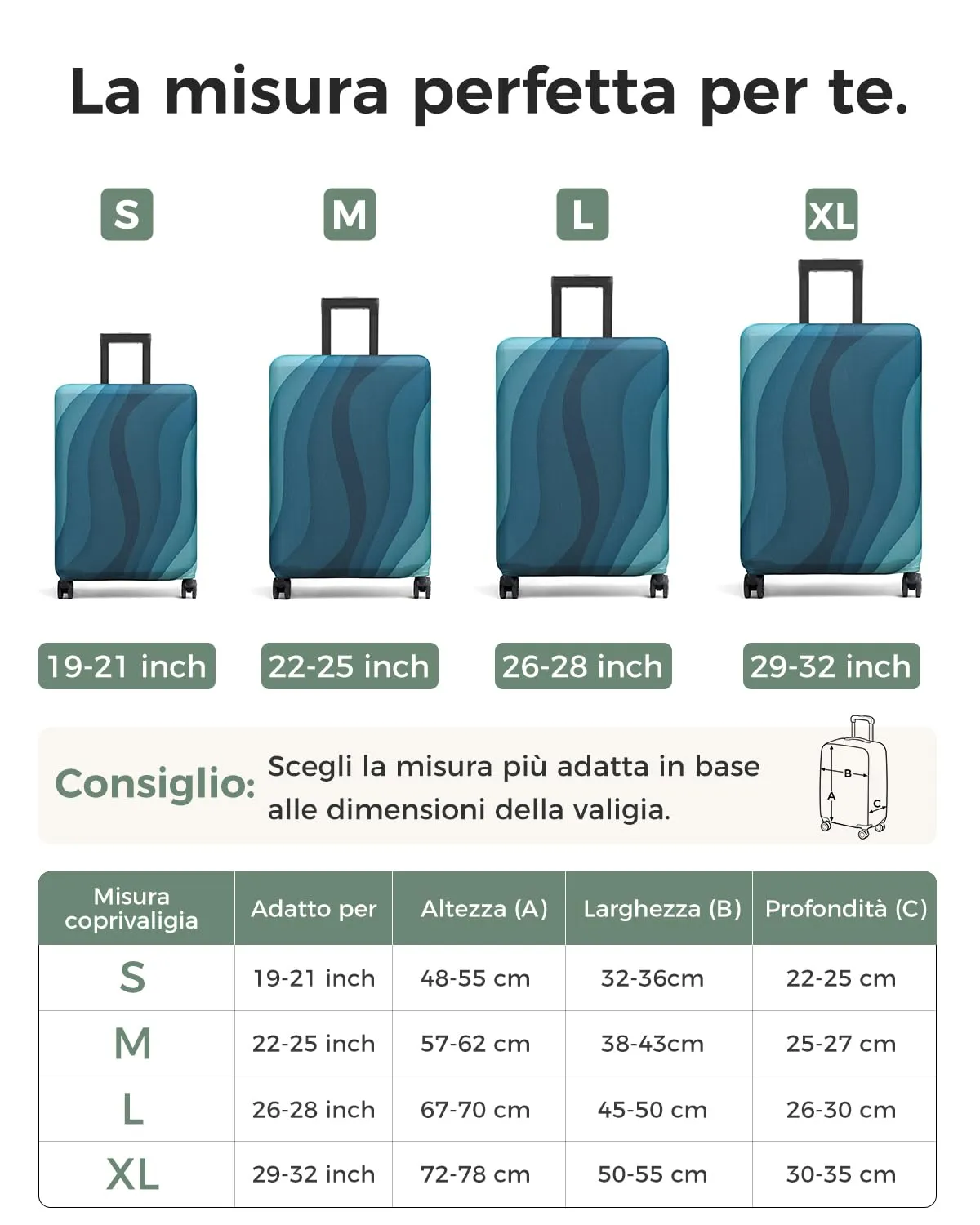 Coprivaligia Elastico XL per Valigia 29-32 Pollici, Onde Sfumate - immagine 3
