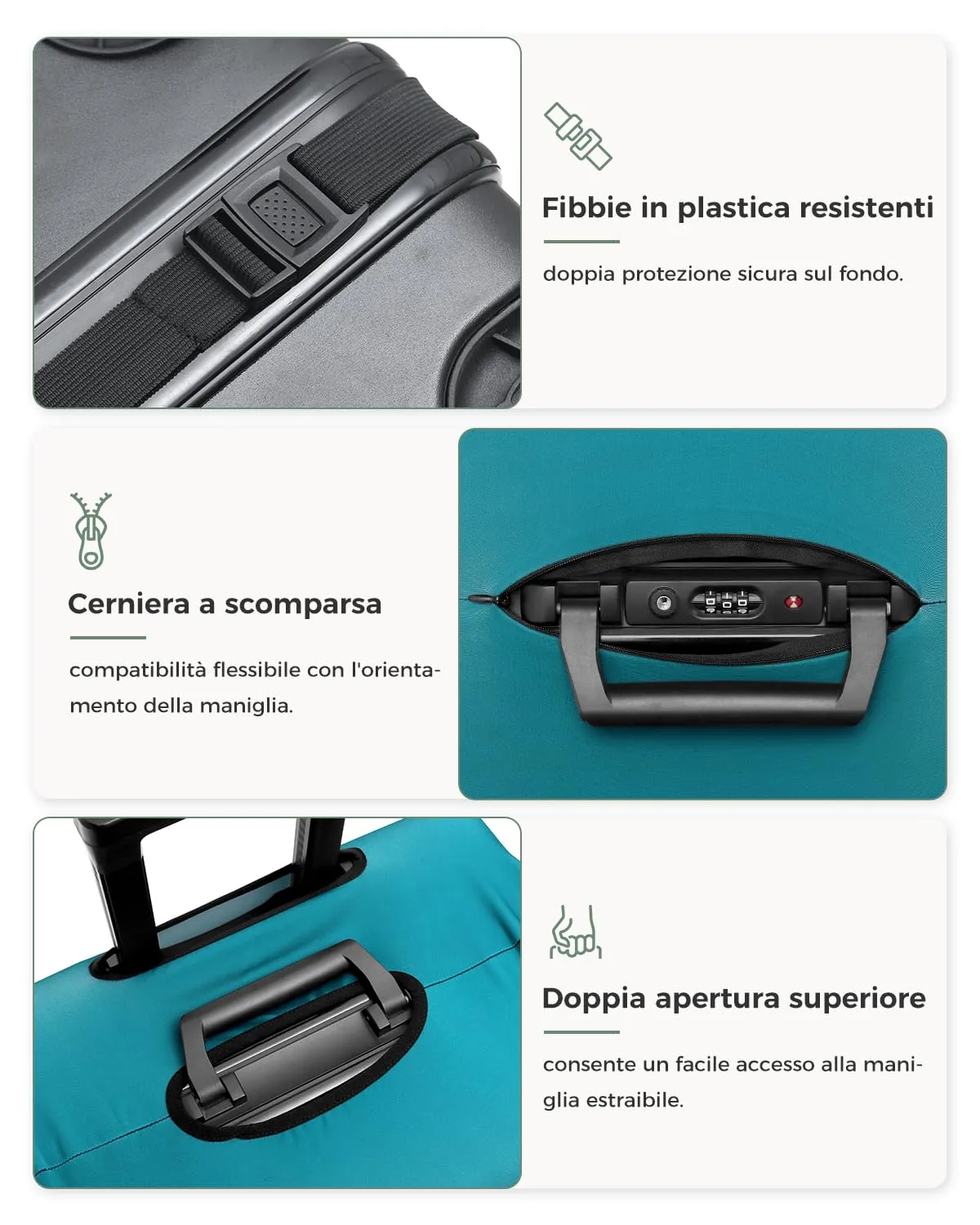 Coprivaligia Elastico M per Valigia 22-25 Pollici, Monumenti Mondiali - immagine 4
