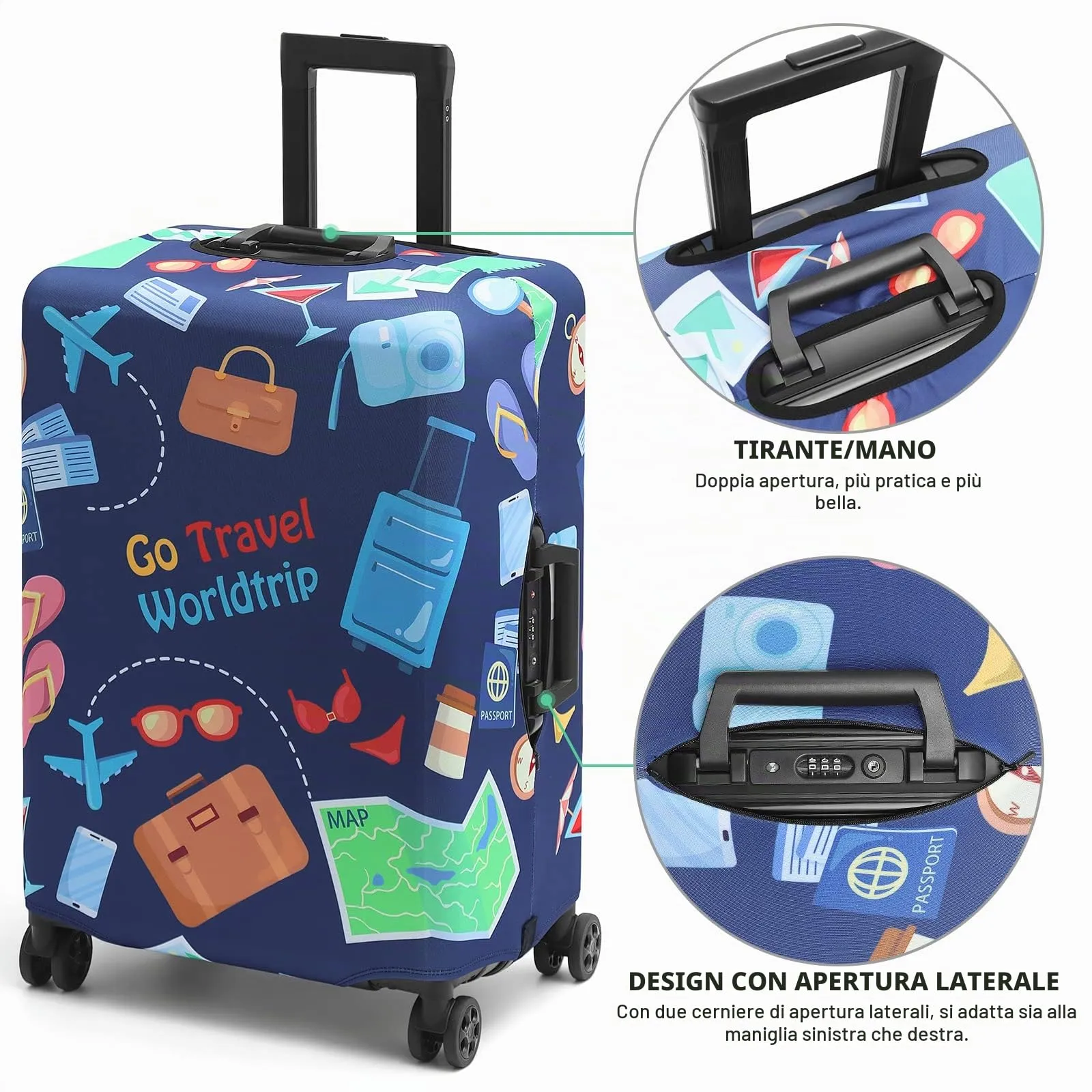 Youth Union Custodia Valigia 18-32 Pollici Fibra di Carbonio di Bambù Luggage Cover in Poliestere Trasparente Viaggio Luggage Trolley Case Cover Protector, Fenicottero 5, L - immagine 2