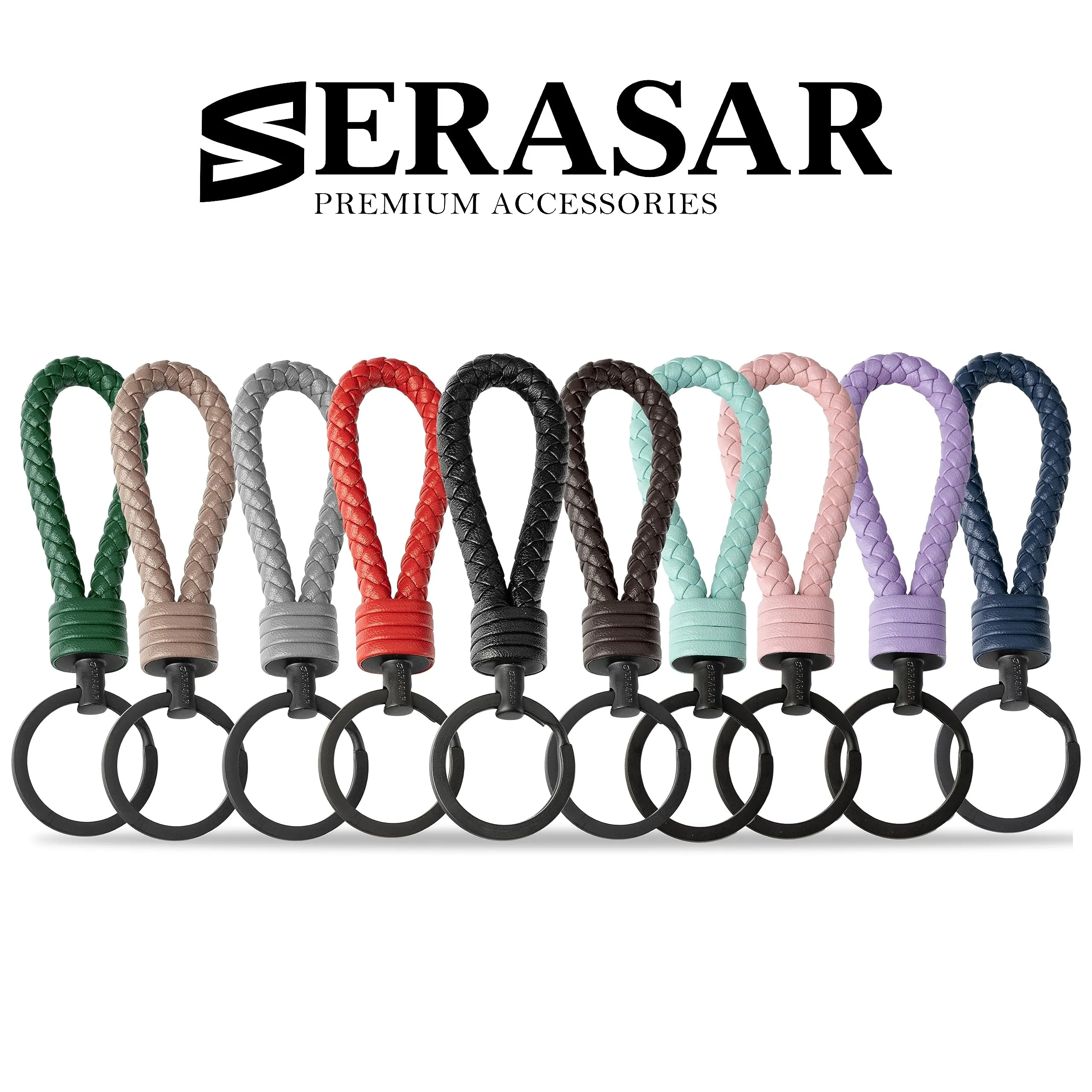 SERASAR Portachiavi Uomo Pelle Marrone Auto Moto Bicicletta Regalo - immagine 7