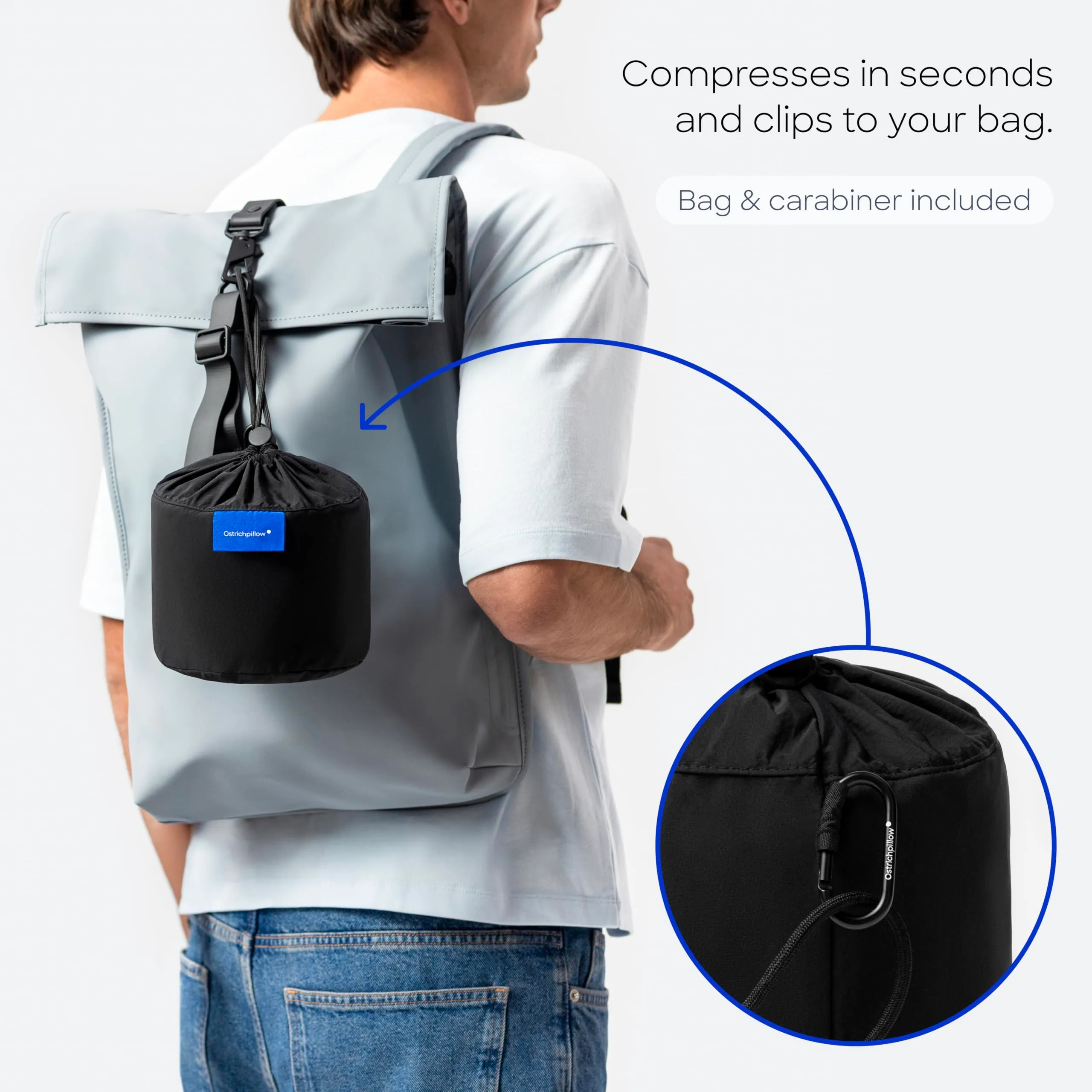 Ostrichpillow Go Neck Pillow - Cuscino da Viaggio in Memory Foam, Design Ergonomico a 360º, Lati Asimmetrici, Borsa da Viaggio Inclusa, Fodera Lavabile in Modal - immagine 7
