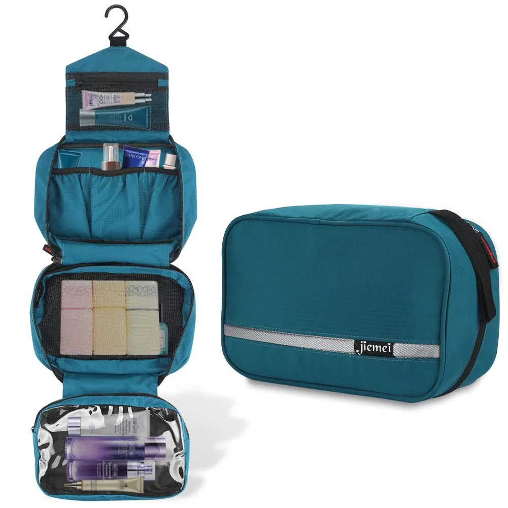 jiemei Hanging Toilettry Bag impermeabile, Travel Wash Bag per gli uomini e le donne con 4 scomparti, Pieghevole Compact Size, Super Durable Tessuto - immagine 2