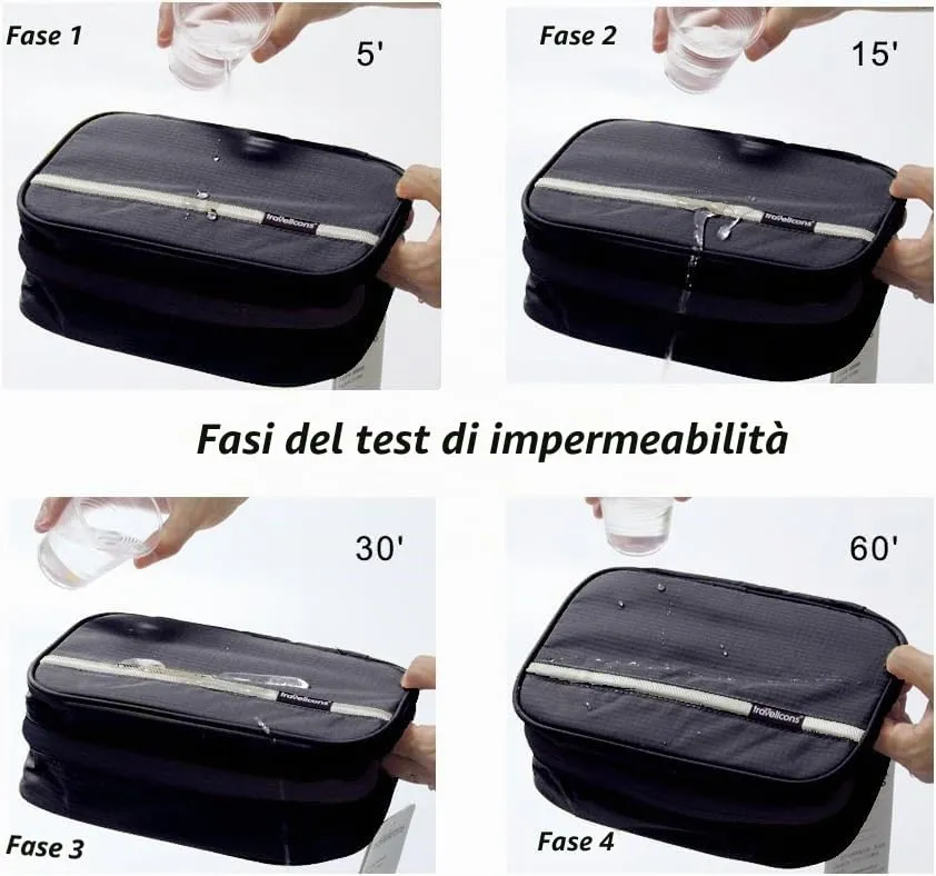 jiemei Hanging Toilettry Bag impermeabile, Travel Wash Bag per gli uomini e le donne con 4 scomparti, Pieghevole Compact Size, Super Durable Tessuto - immagine 7