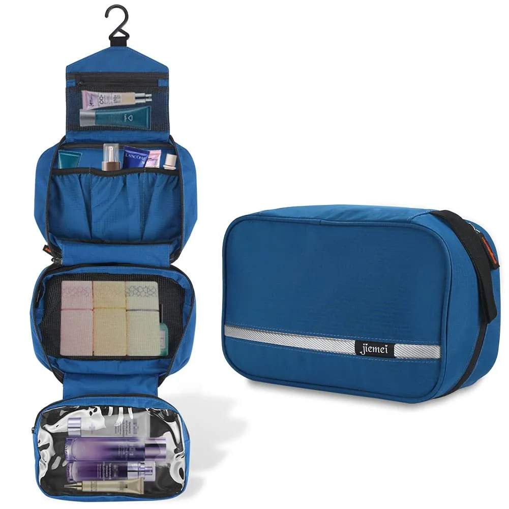 jiemei Hanging Toilettry Bag impermeabile, Travel Wash Bag per gli uomini e le donne con 4 scomparti, Pieghevole Compact Size, Super Durable Tessuto - immagine 3