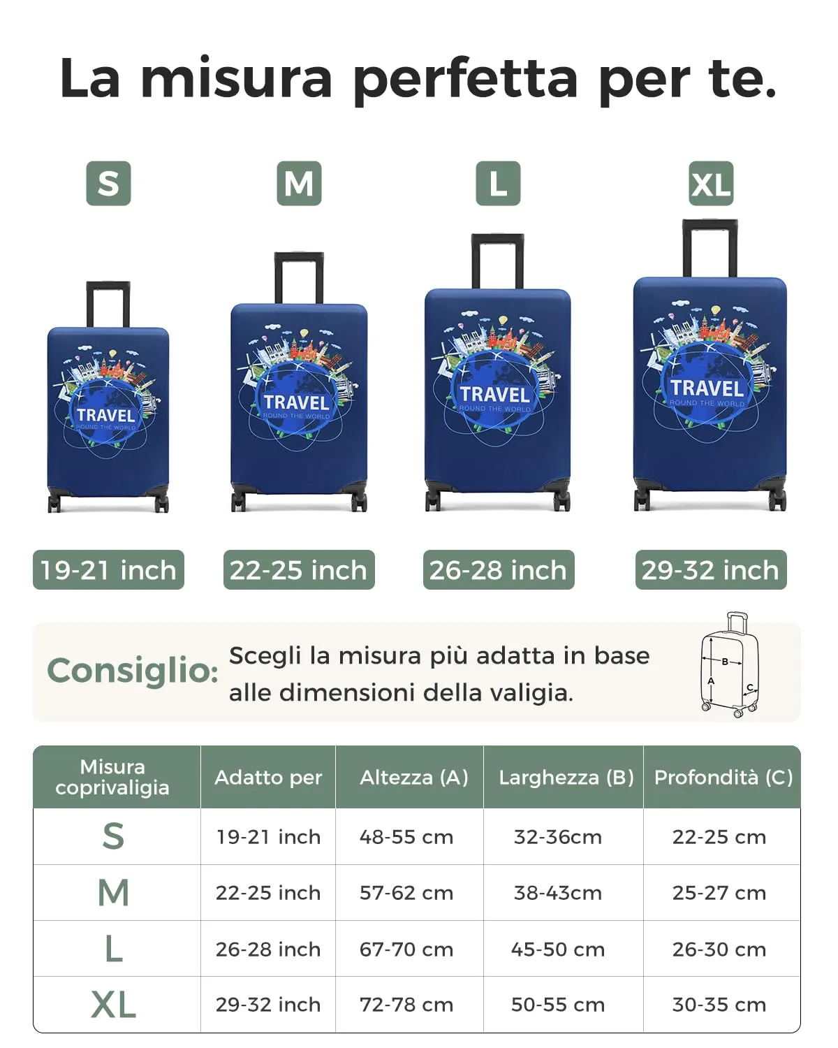 Cover Proteggi Copertura per valigie 18-32 pollici Coperchio per bagagli in fibra di bambù, fibra di carbonio - immagine 3