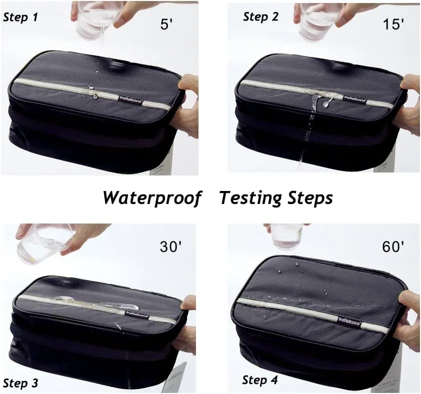 jiemei Hanging Toilettry Bag impermeabile, Travel Wash Bag per gli uomini e le donne con 4 scomparti, Pieghevole Compact Size, Super Durable Tessuto - immagine 4