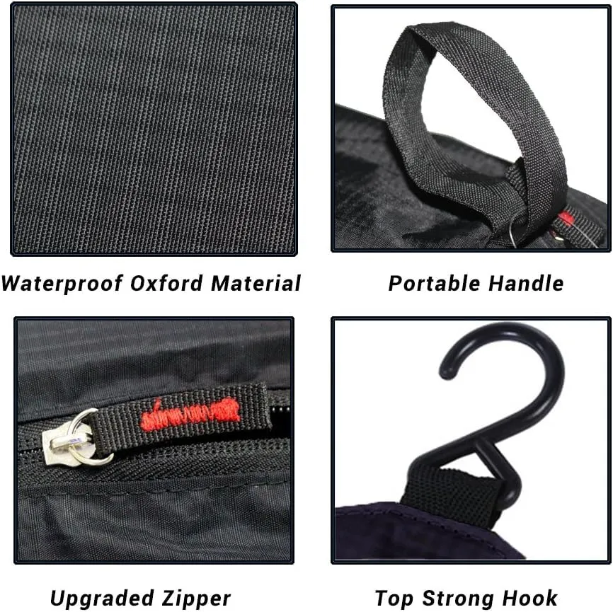 jiemei Hanging Toilettry Bag impermeabile, Travel Wash Bag per gli uomini e le donne con 4 scomparti, Pieghevole Compact Size, Super Durable Tessuto - immagine 5