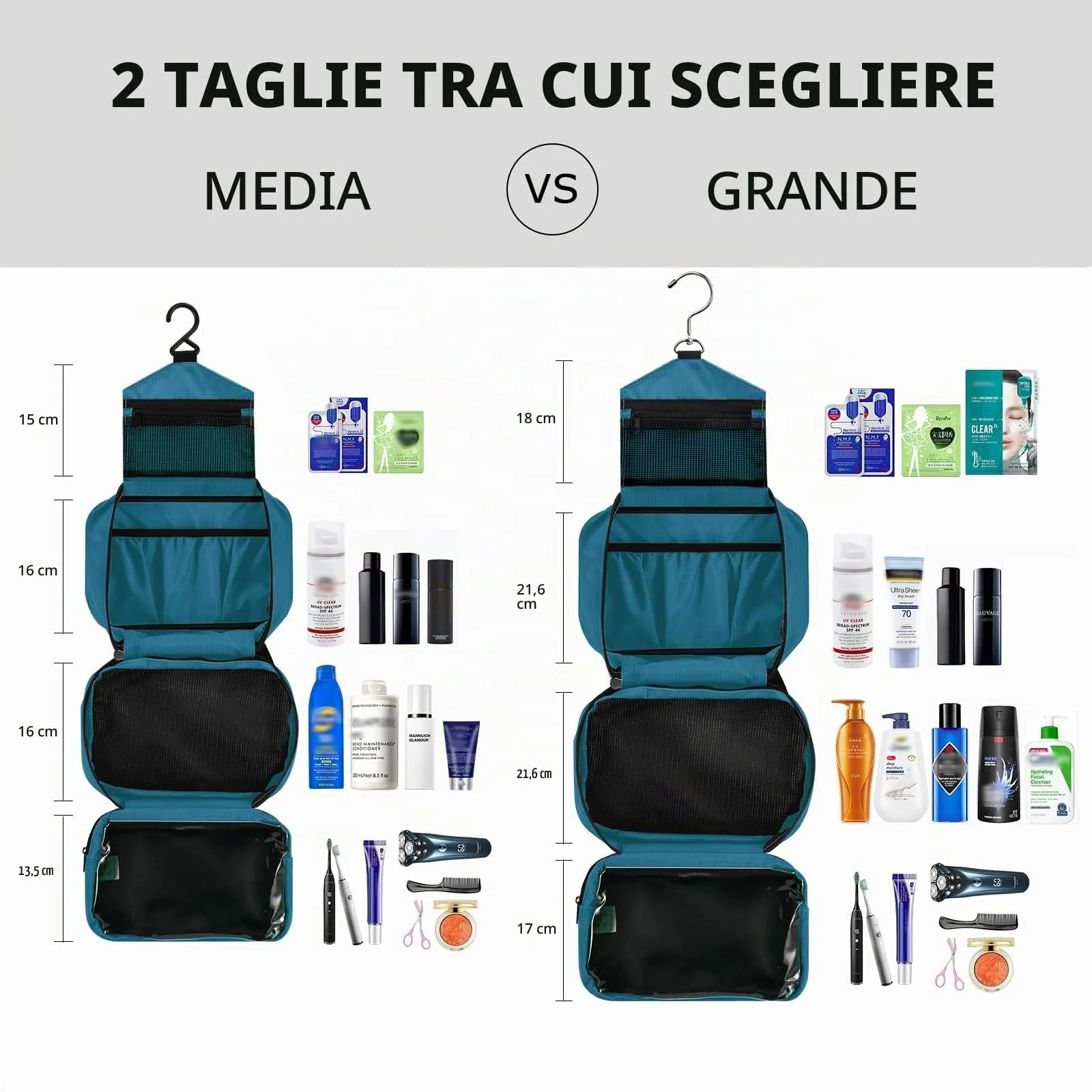 jiemei Hanging Toilettry Bag impermeabile, Travel Wash Bag per gli uomini e le donne con 4 scomparti, Pieghevole Compact Size, Super Durable Tessuto - immagine 2