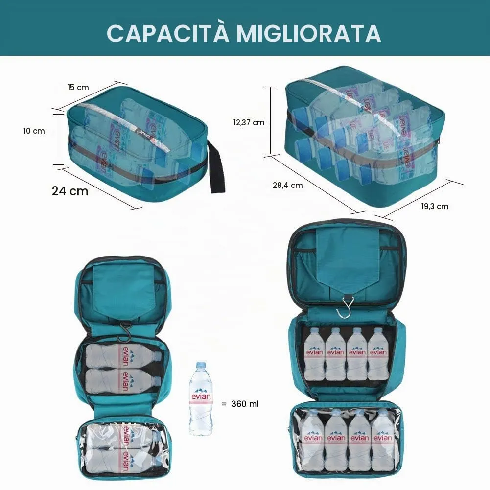 jiemei Hanging Toilettry Bag impermeabile, Travel Wash Bag per gli uomini e le donne con 4 scomparti, Pieghevole Compact Size, Super Durable Tessuto - immagine 4