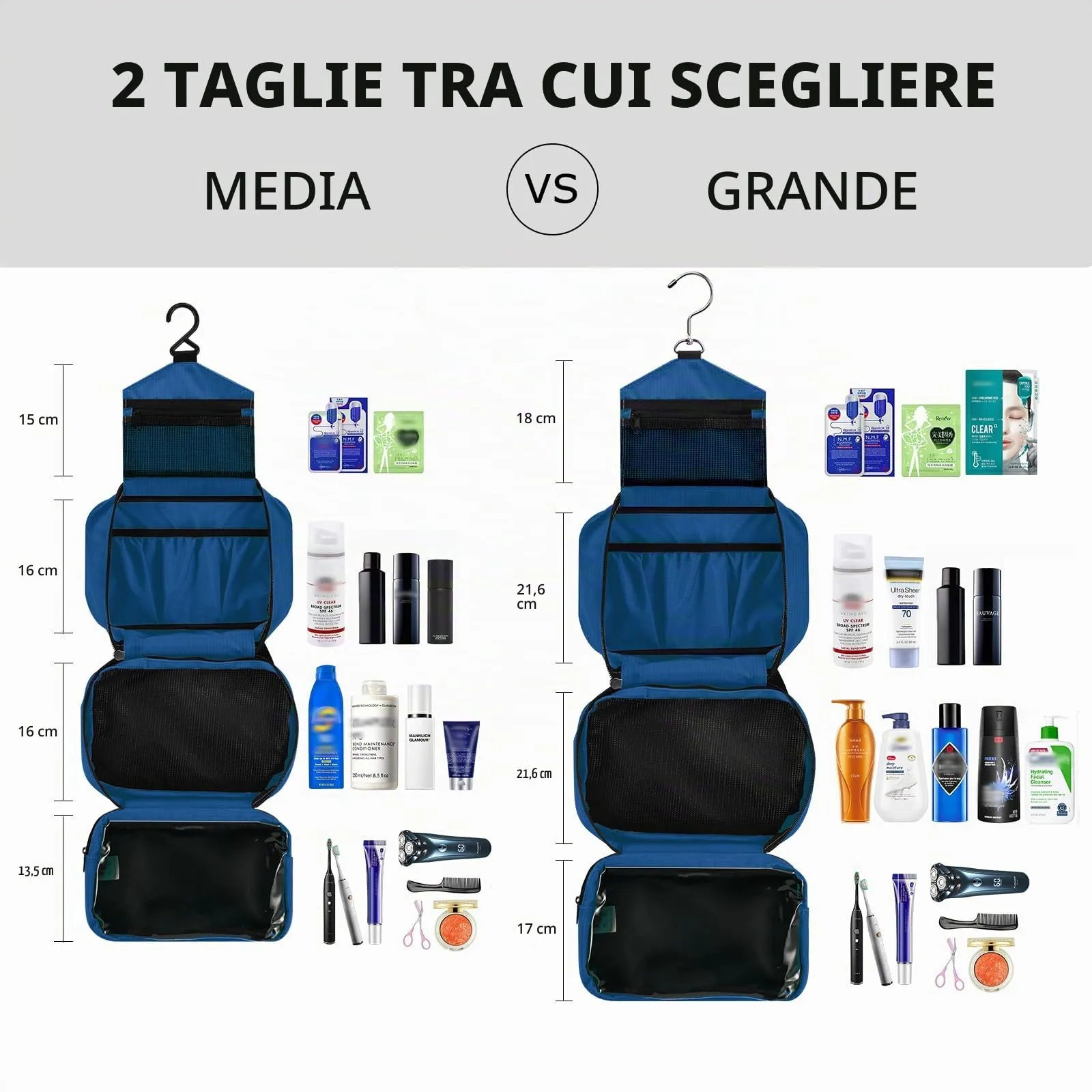 jiemei Hanging Toilettry Bag impermeabile, Travel Wash Bag per gli uomini e le donne con 4 scomparti, Pieghevole Compact Size, Super Durable Tessuto - immagine 2