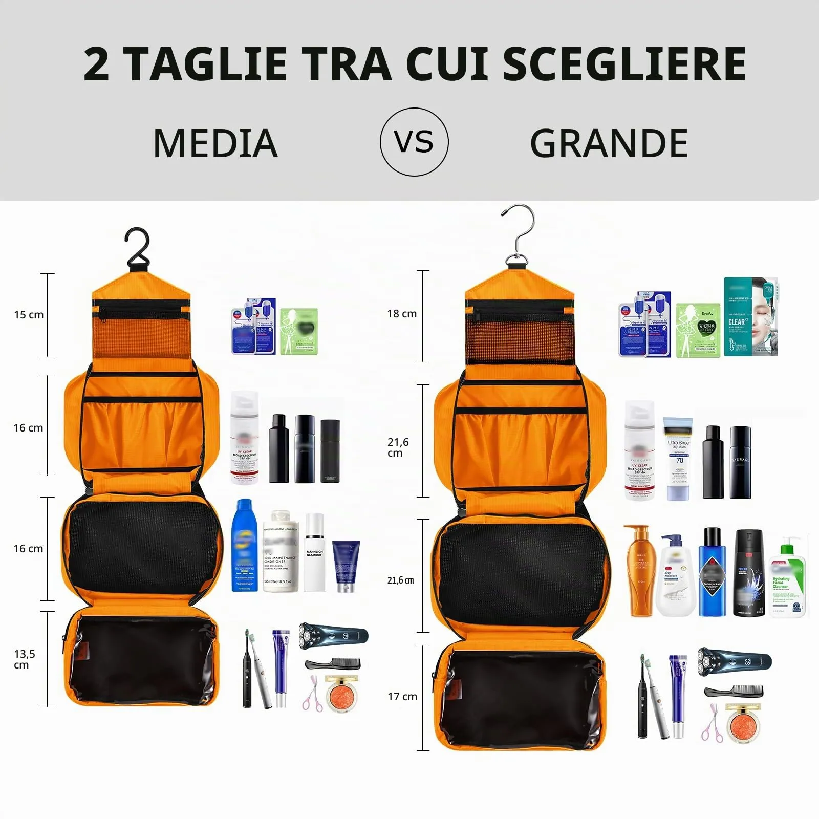 jiemei Hanging Toilettry Bag impermeabile, Travel Wash Bag per gli uomini e le donne con 4 scomparti, Pieghevole Compact Size, Super Durable Tessuto - immagine 2