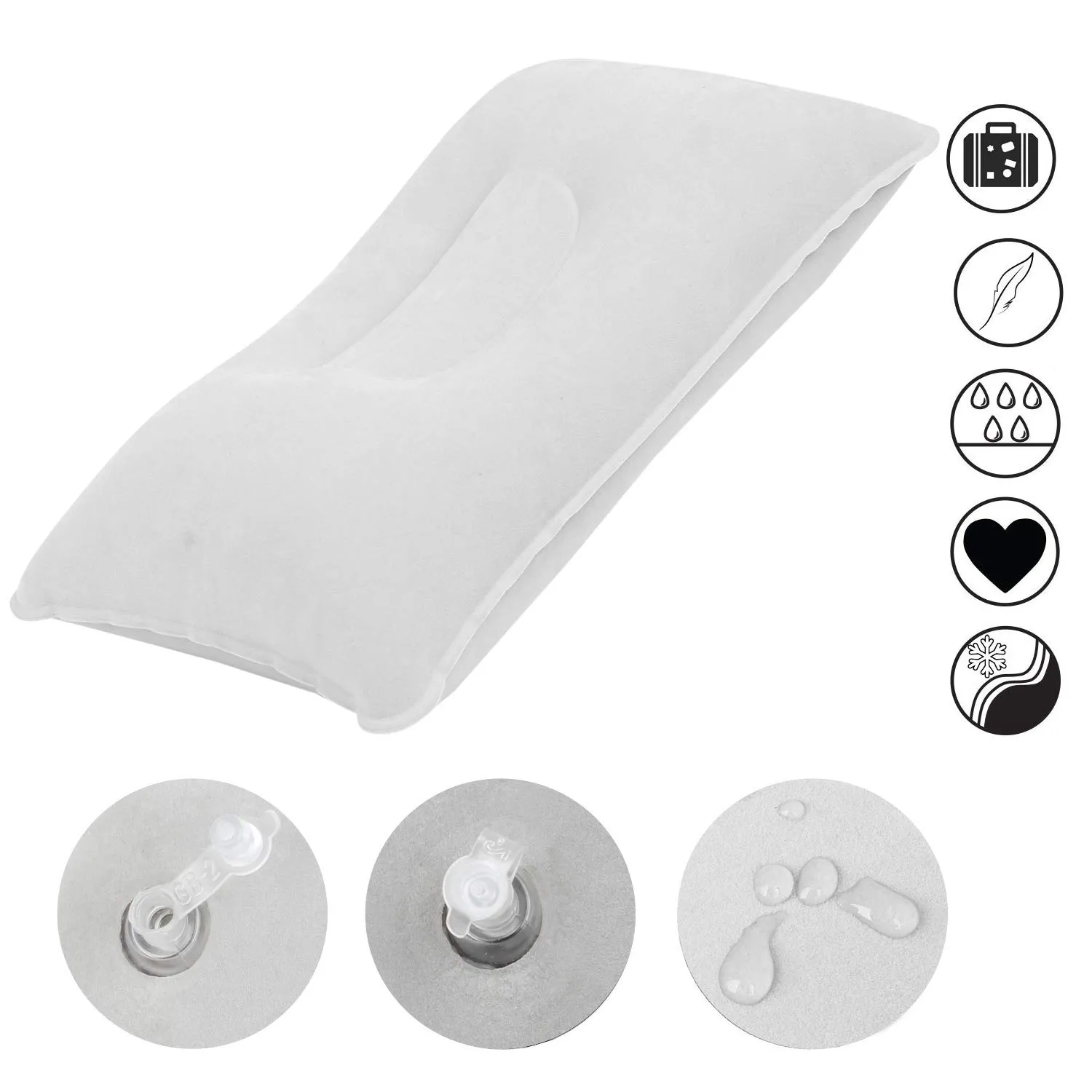 TRIXES Cuscini gonfiabili da viaggio grigi – leggeri, 2 pz - immagine 8