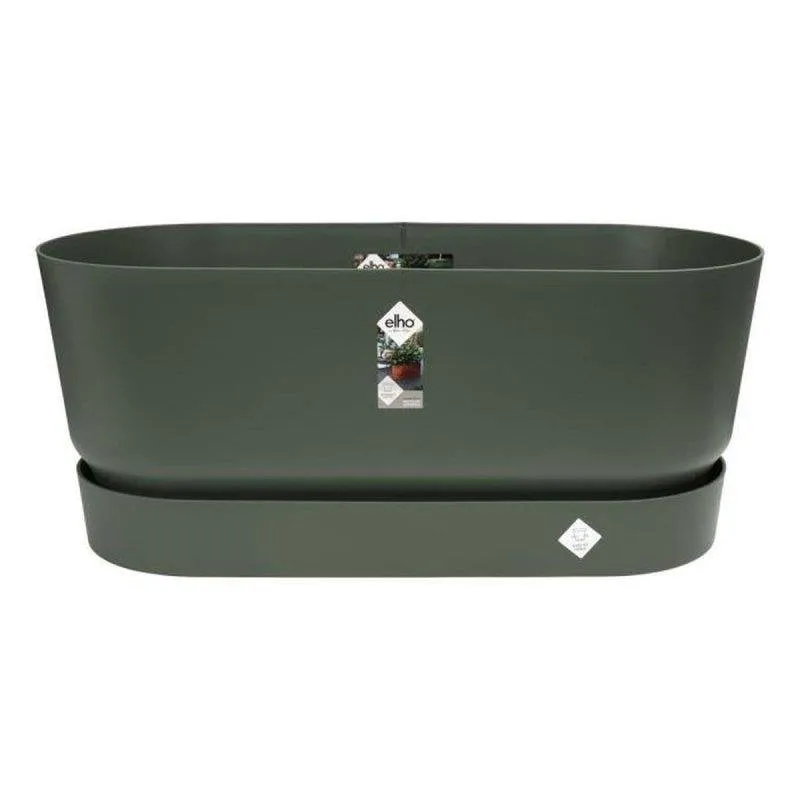 Vaso Elho Greenville Terrase 80 Ovale con Ruote 42 L - Plastica Riciclata Resistente - immagine 1