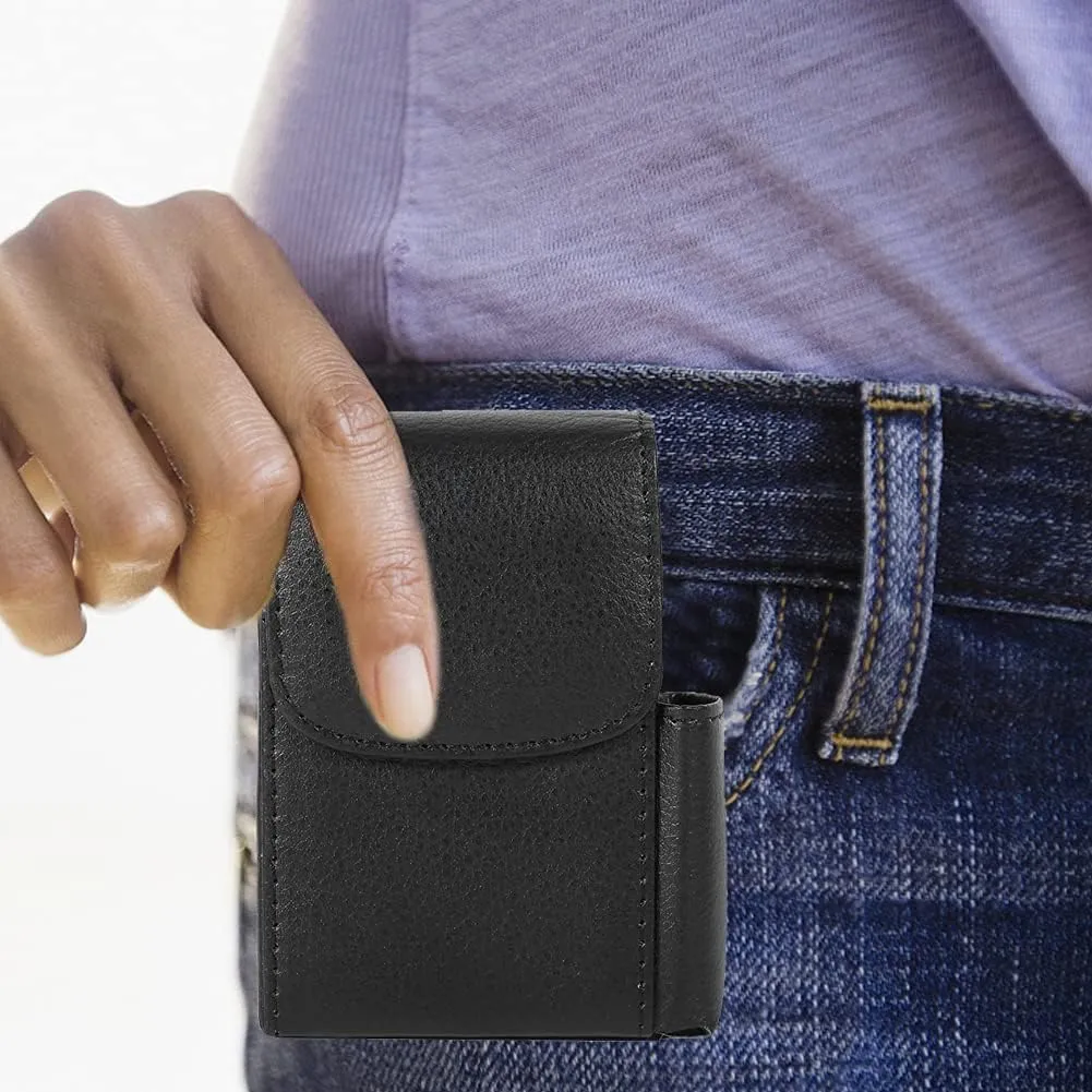 HERCHR Porta Sigarette con Porta Accendino, Portasigarette in Pelle PU con Borsa più Leggera, Custodia per Tabacco, Custodia per Donne e Uomini, Custodia per Sigarette, Porta Sigaretta (Nero) - immagine 9