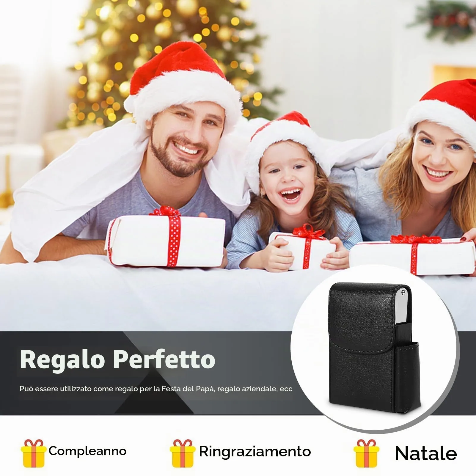 HERCHR Porta Sigarette con Porta Accendino, Portasigarette in Pelle PU con Borsa più Leggera, Custodia per Tabacco, Custodia per Donne e Uomini, Custodia per Sigarette, Porta Sigaretta (Nero) - immagine 10