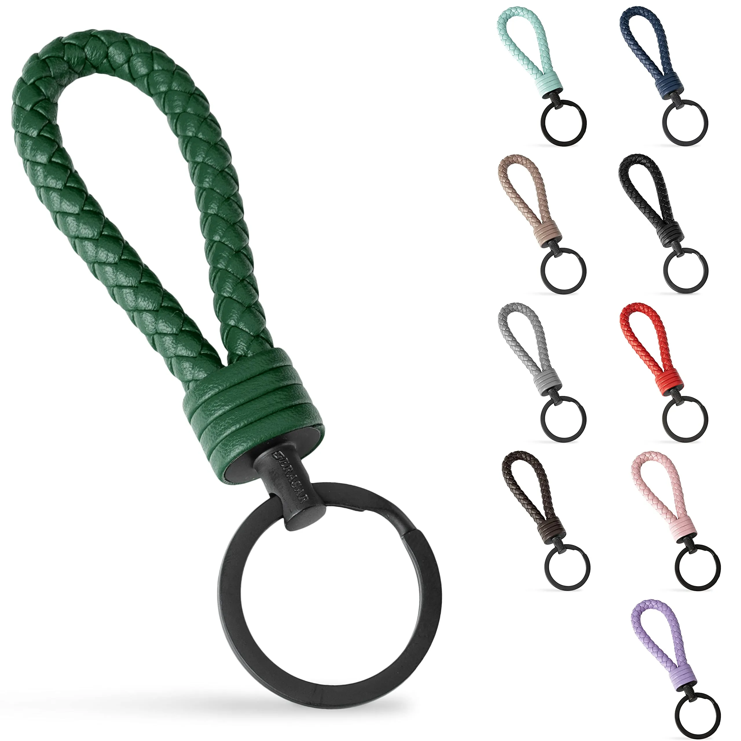 SERASAR Portachiavi Uomo Pelle Verde Auto Moto Bicicletta Regalo - immagine 1