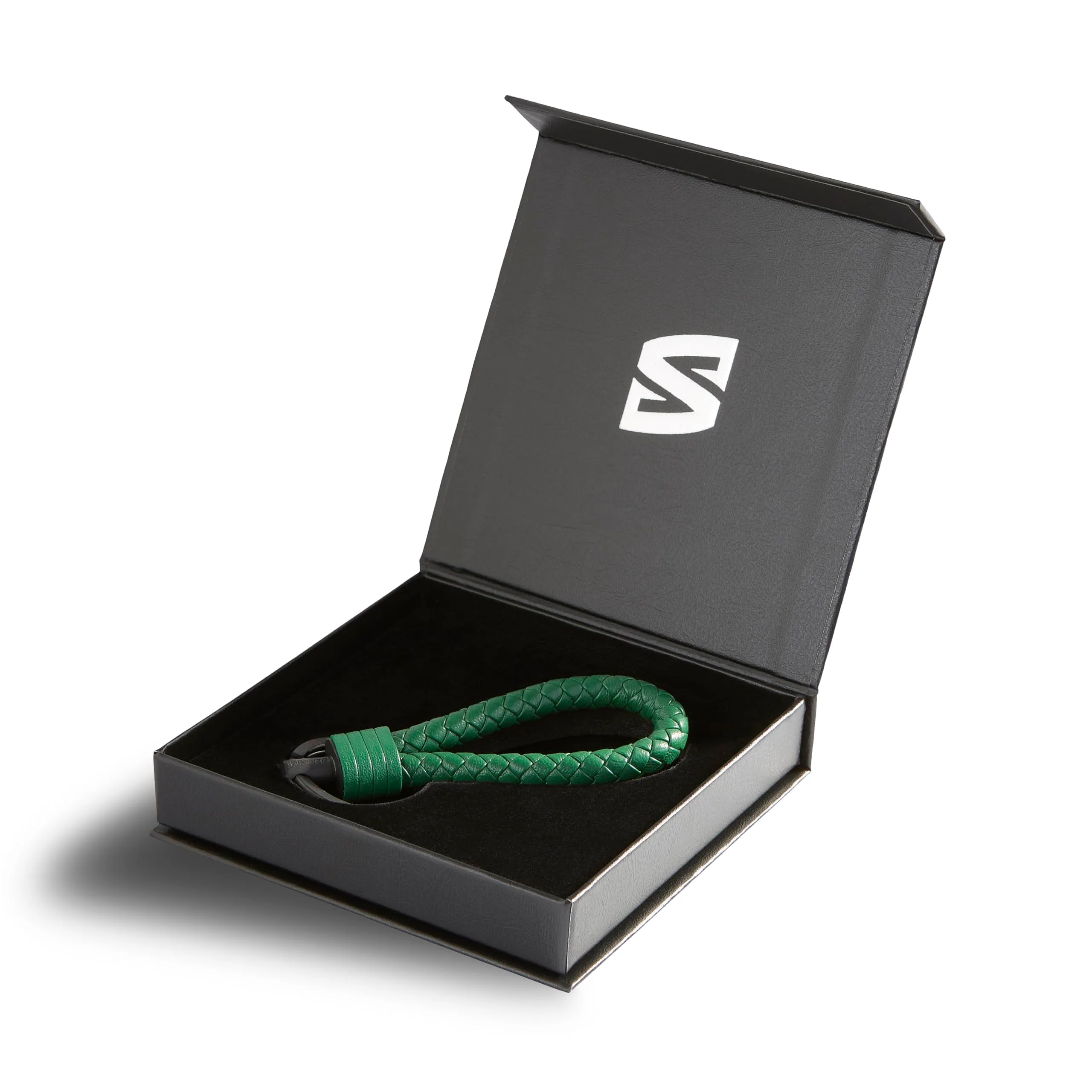 SERASAR Portachiavi Uomo Pelle Verde Auto Moto Bicicletta Regalo - immagine 2