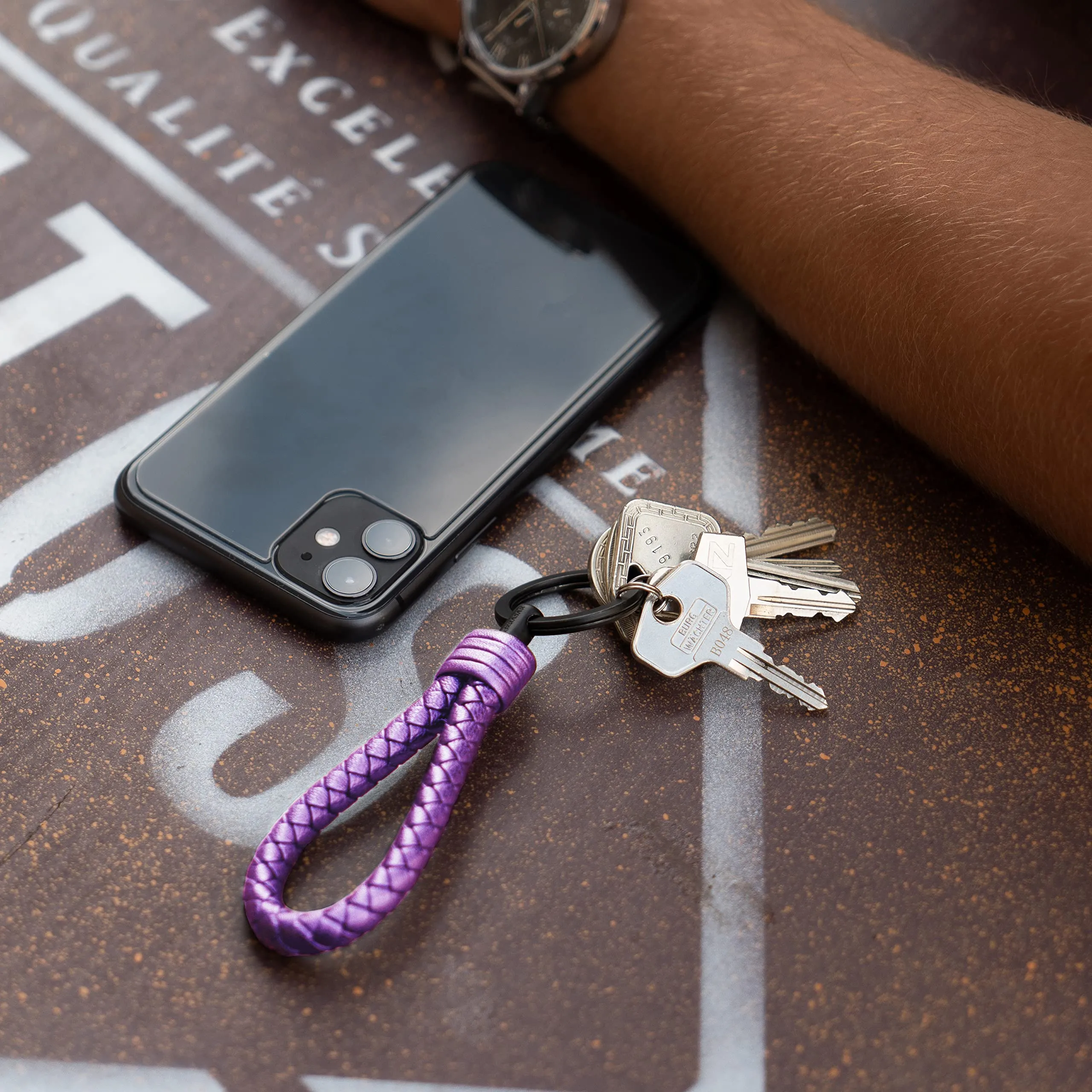 SERASAR Portachiavi Donna Pelle Viola Auto Moto Casa Bicicletta Regalo - immagine 4