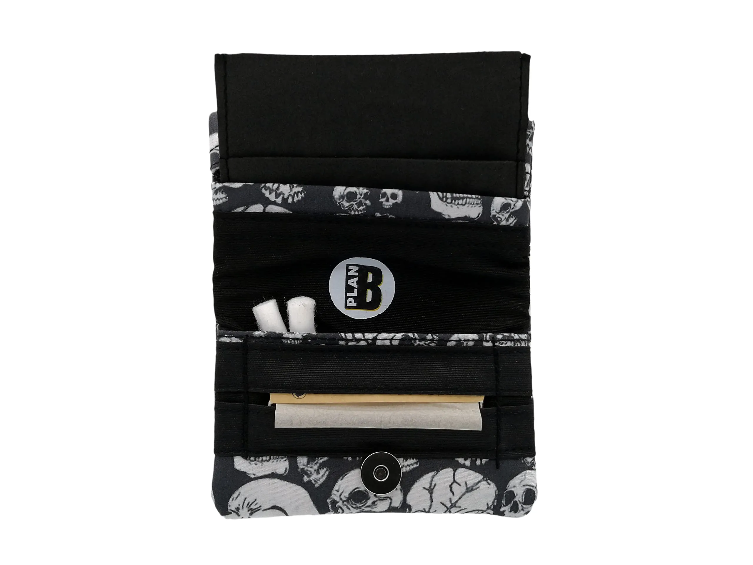 Plan B, Portasigarette Tabacco Trinciato, Two Days Hardcore, 11 x 7 cm, 15 gr, con Borsa in Gomma EVA, Nero con Teschi Bianchi - immagine 4