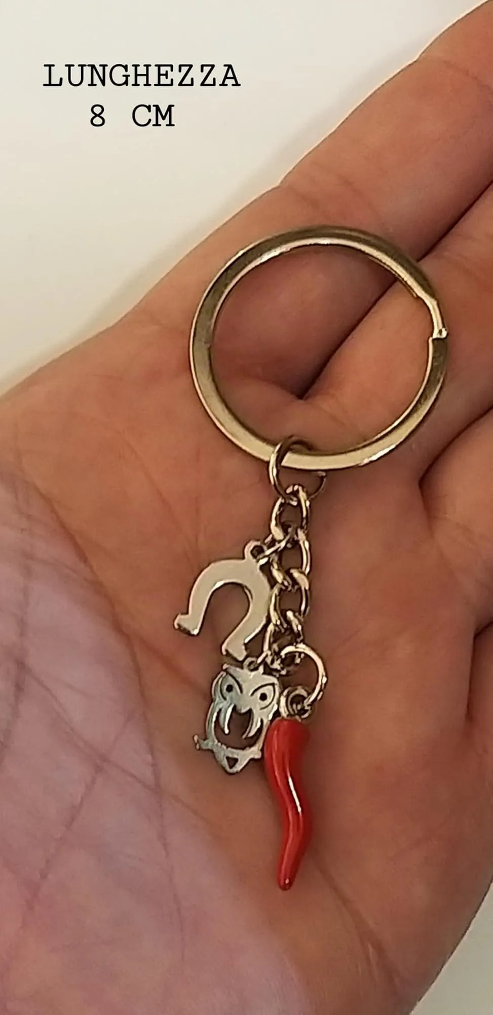 Mavi jewel Portachiavi uomo donna in acciaio con pendente corno portafortuna personalizzato scritta/corna/zampa/albero della vita/mano di fatima/(Corno gufetto quadrifoglio) - immagine 6
