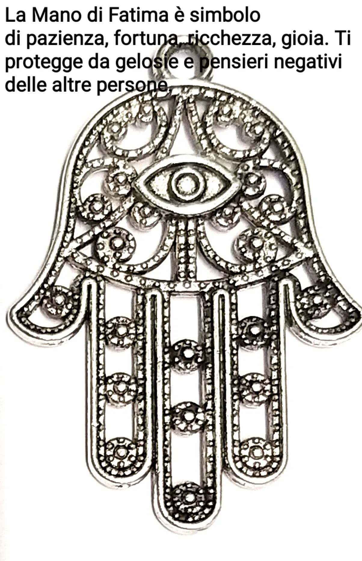 Portachiavi uomo donna in acciaio con pendente corno portafortuna personalizzato scritta/corna/zampa/albero della vita/mano di fatima /made in italy/spedizione gratuita (corno mano di fatima XL) - immagine 2