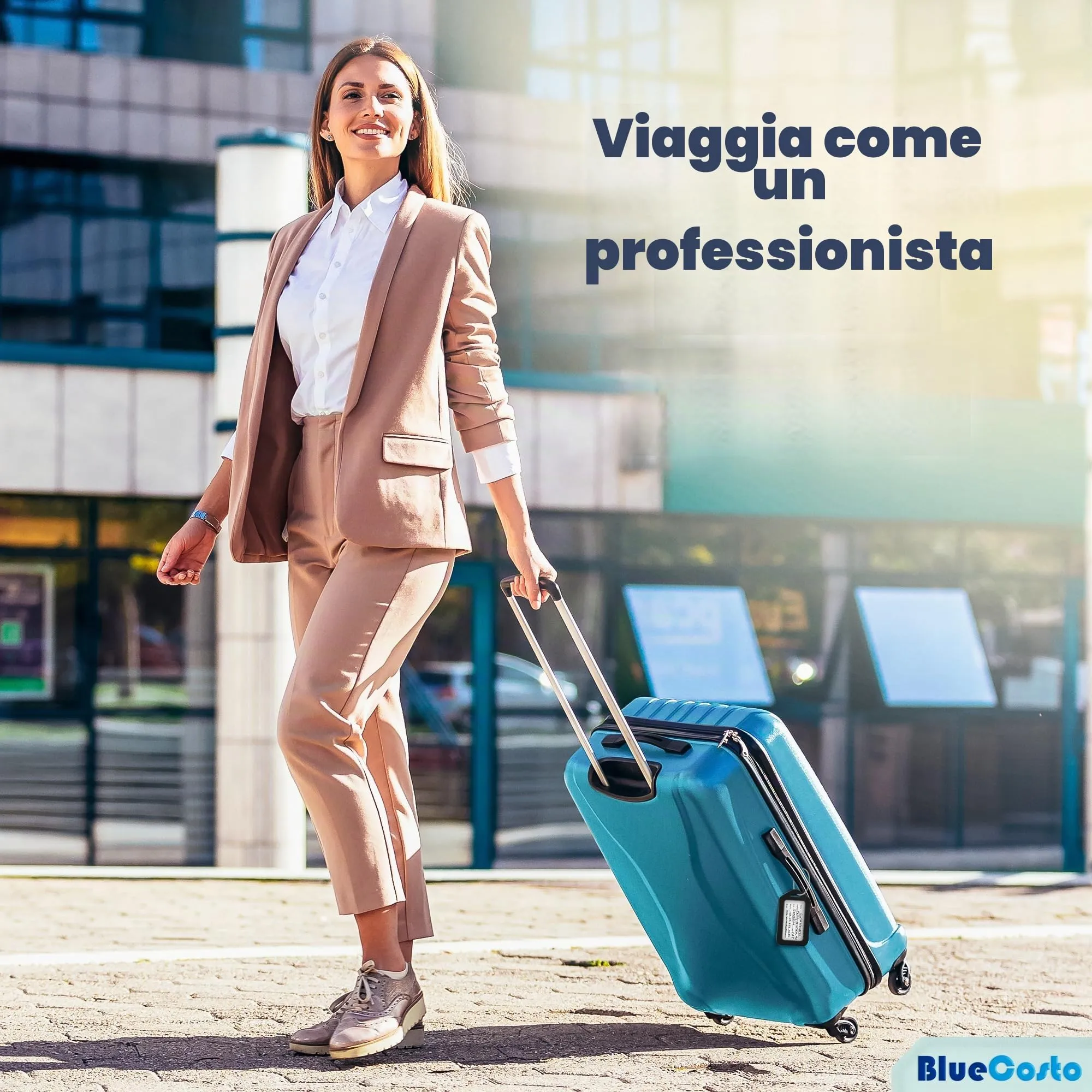 Etichette per Bagagli BlueCosto (Grande, Nero, 10 Pezzi) - Etichette per Valigie da Viaggio con Scheda di Identificazione del Nome e Anelli in Metallo Resistente - immagine 3