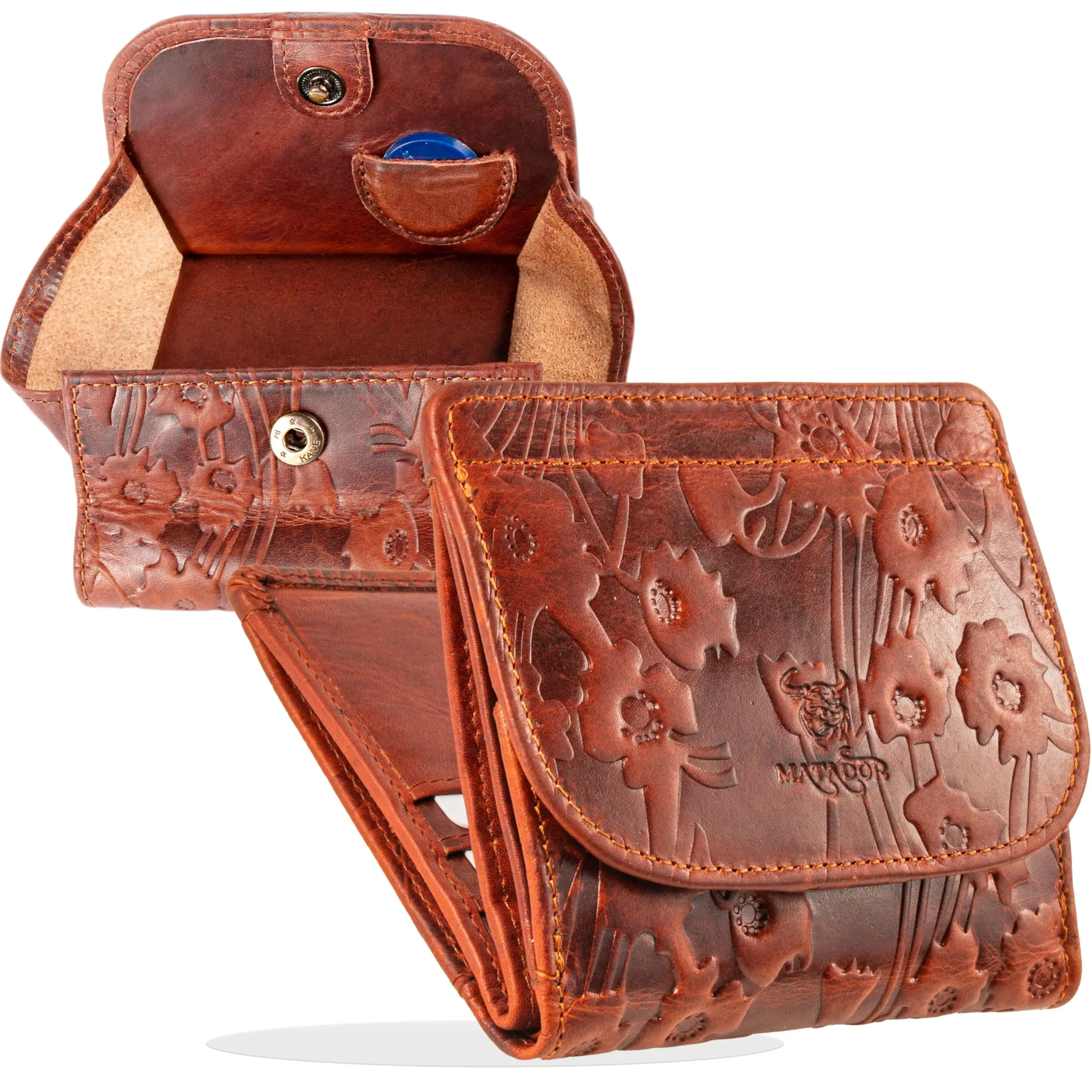 Matador Portafoglio Donna Piccolo Pelle RFID Portamonete Marrone Fantasia - immagine 1