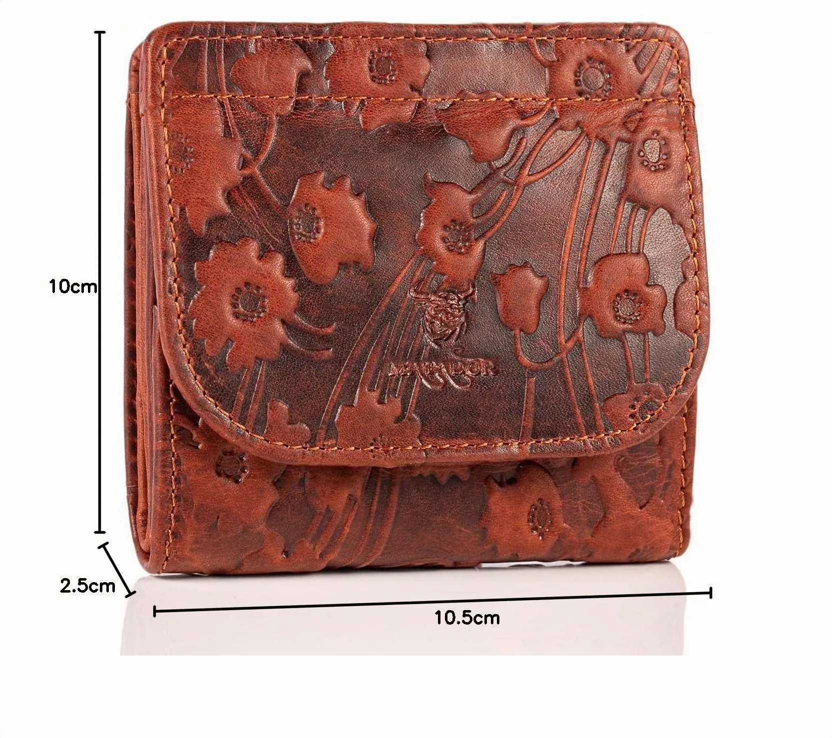 Matador Portafoglio Donna Piccolo Pelle RFID Portamonete Marrone Fantasia - immagine 7