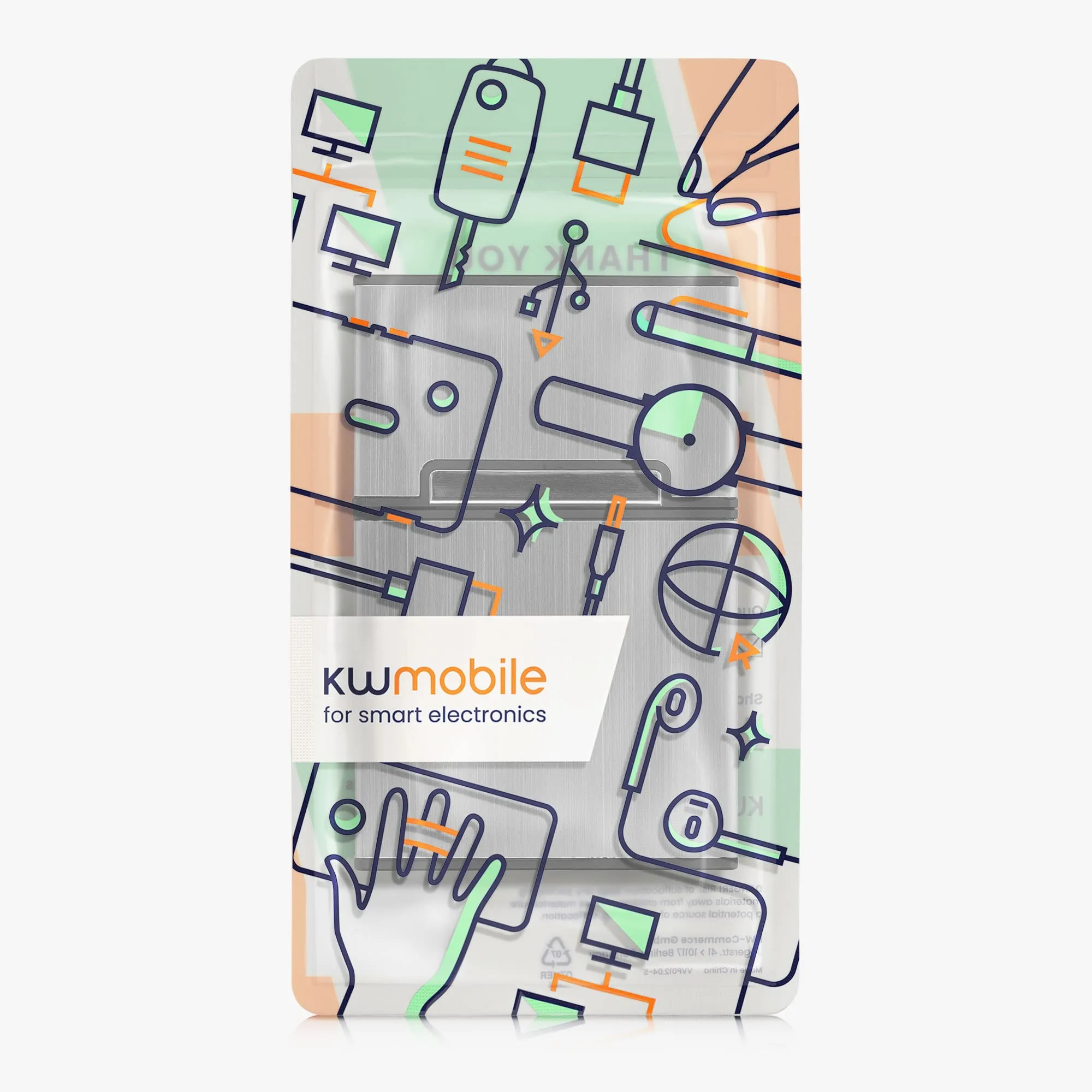kwmobile Portasigarette in plastica e alluminio per ca.20 sigarette - Contenitore box pacchetto chiusura magnetica con coperchio automatico stone dust - immagine 7