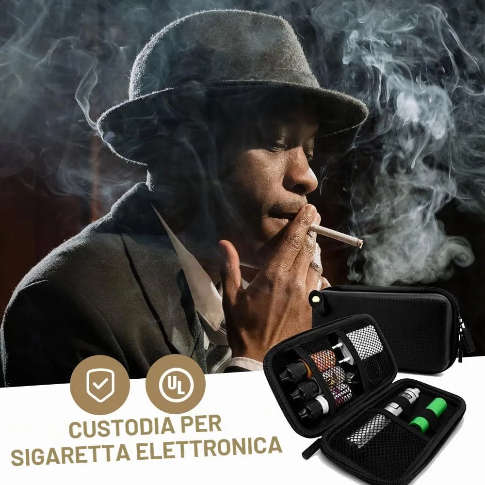 LATRAT Borsa per sigaretta elettronica, custodia rigida in Eva per scatola di immagazzinaggio sigaretta elettronica borsa da viaggio trasporto Zipper Cover (nero) - immagine 2