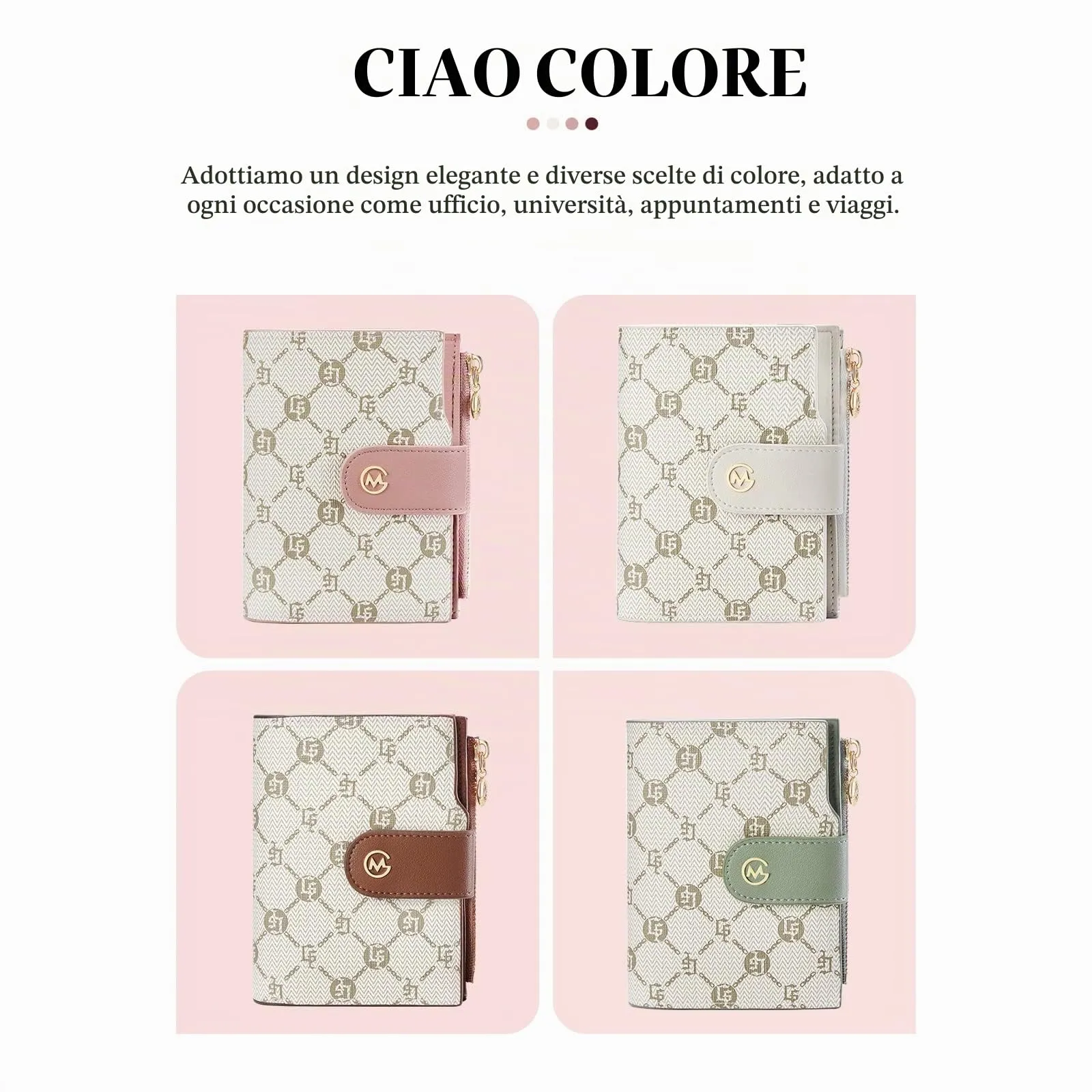 GOLF SUPAGS Portafogli per Donna Porta Carte di Credito in Pelle PVC Organizzatore Multi-Carta di Grande Capacità Portamonete Piccolo con Tasca con Cerniera Bifold - immagine 2