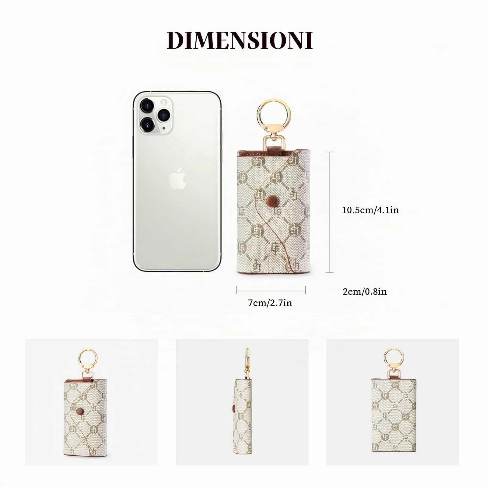 GOLF SUPAGS Portachiavi Porta Carte da Donna in Pelle PVC Portafoglio Con 6 Ganci, Chiusura a Scatto, per Chiavi, Organizer per Denaro - immagine 4
