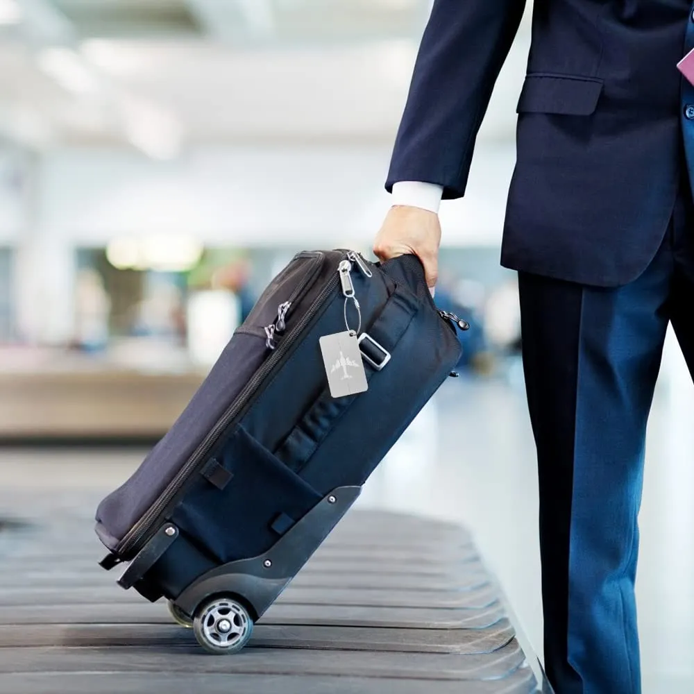 Vicloon Viaggio Bagagli Tag, 2PCS Etichette per Bagagli in Alluminio con Anelli in Acciaio, Etichetta per Valigie per Identificare Bagagli, Luggage Tags per Aereo Bagaglio e Valigie, Nero e Argento - immagine 7