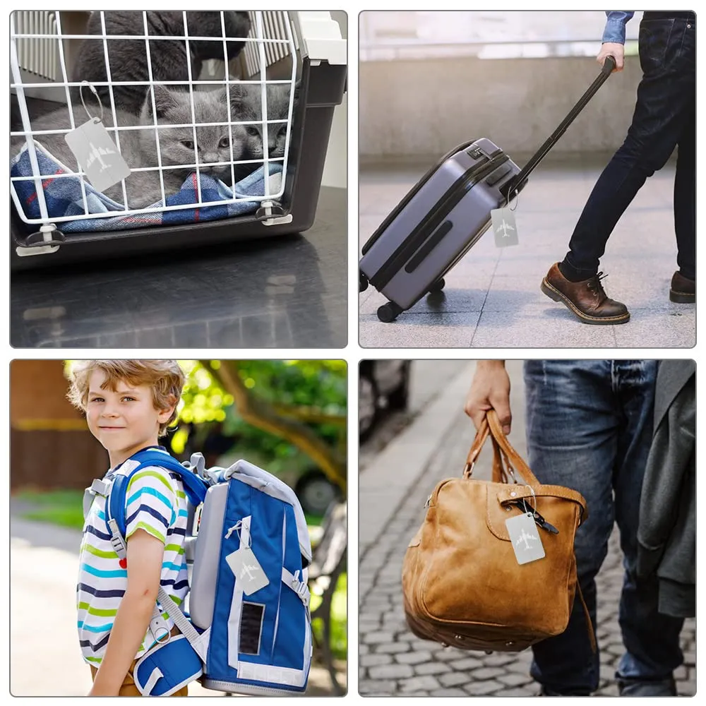 Vicloon Viaggio Bagagli Tag, 2PCS Etichette per Bagagli in Alluminio con Anelli in Acciaio, Etichetta per Valigie per Identificare Bagagli, Luggage Tags per Aereo Bagaglio, Valigie e Zaini, D'argento - immagine 6