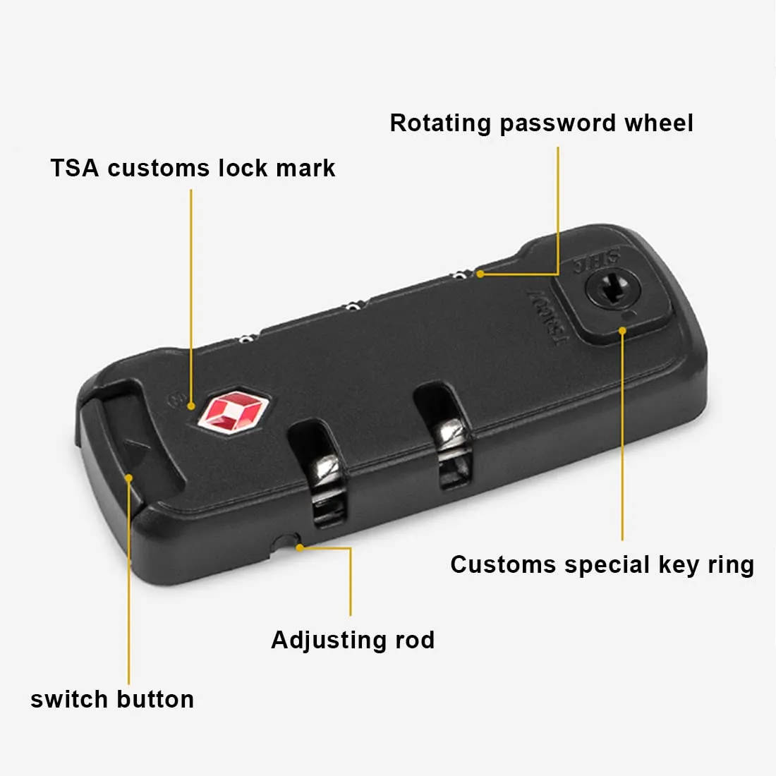Reccisokz lucchetto a combinazione TSA a 2 pezzi, resistente con combinazione a 3 cifre, per la sicurezza del bagaglio da viaggio - immagine 3