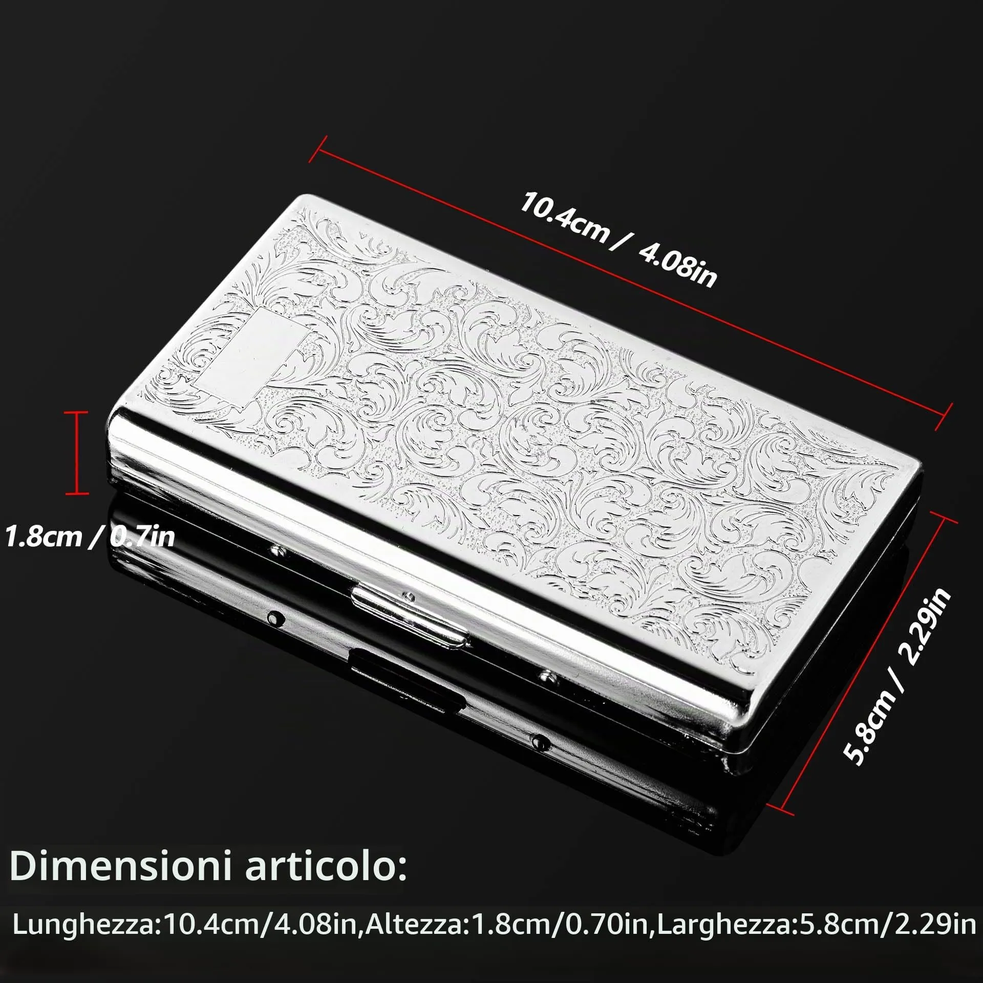 Goshentech Custodia vintage, capacità 14, argento placcato in metallo, doppio lato, porta carte di credito, cassa per contanti (argento 100 mm king size) - immagine 2