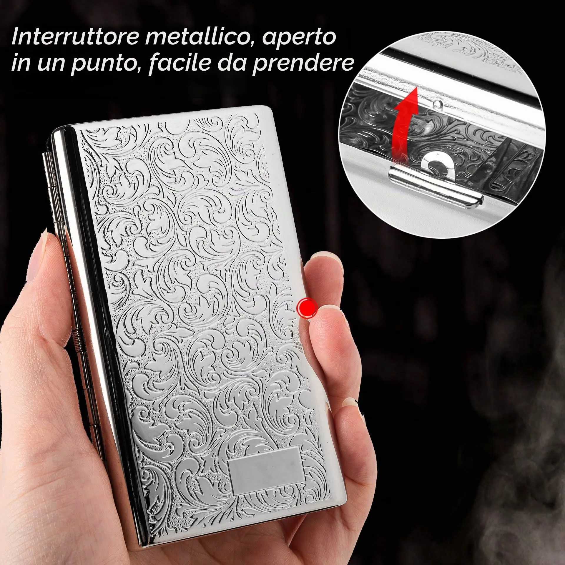 Goshentech Custodia vintage, capacità 14, argento placcato in metallo, doppio lato, porta carte di credito, cassa per contanti (argento 100 mm king size) - immagine 6