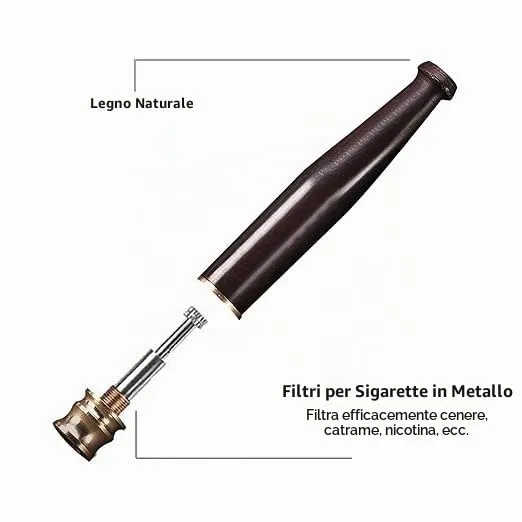 Bocchino per Sigaretta in Legno con Filtro, da Donna e Uomo - immagine 3