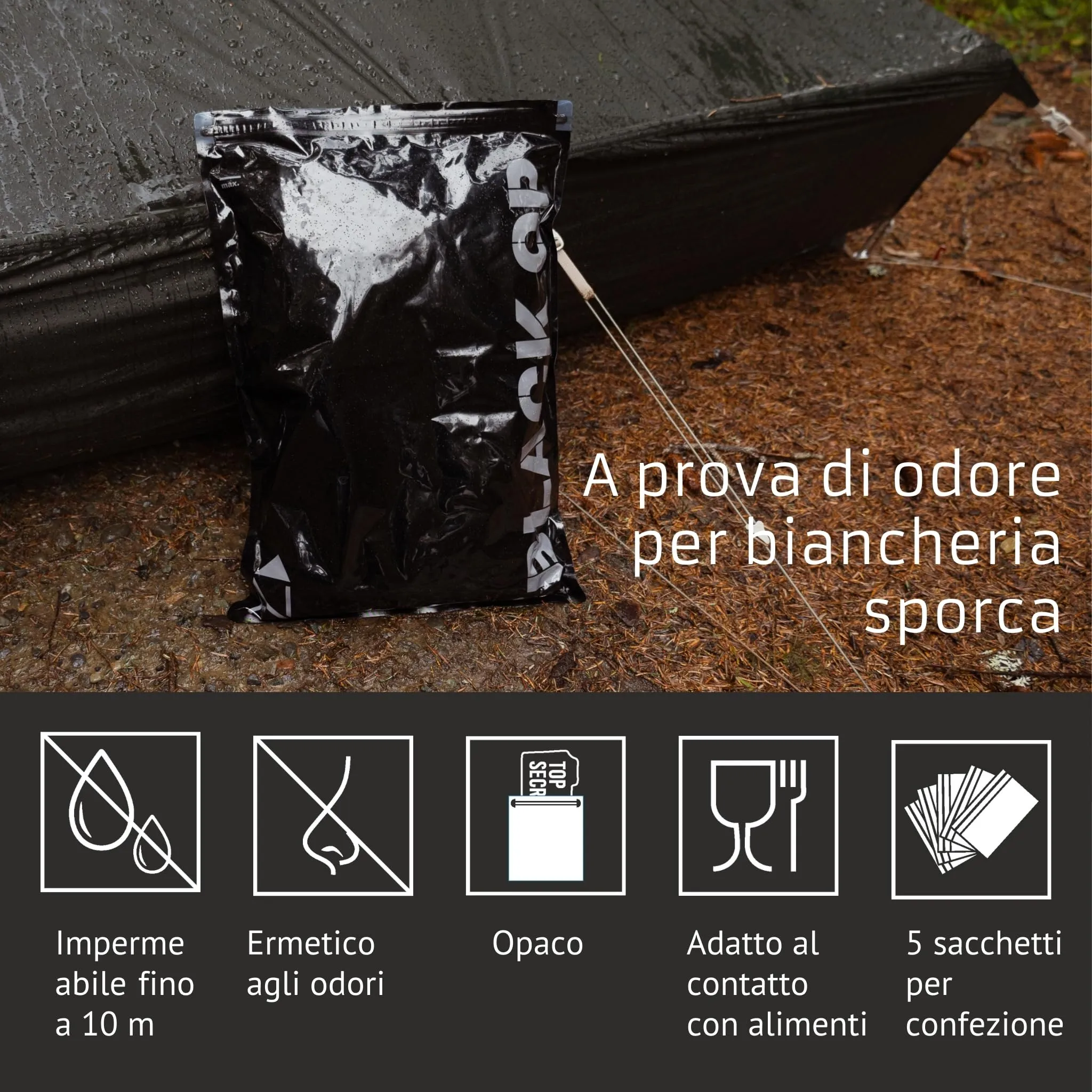 Noaks Bags, set da 5 sacchetti impermeabili (IPX8), antiodore, Taglia XL - immagine 2