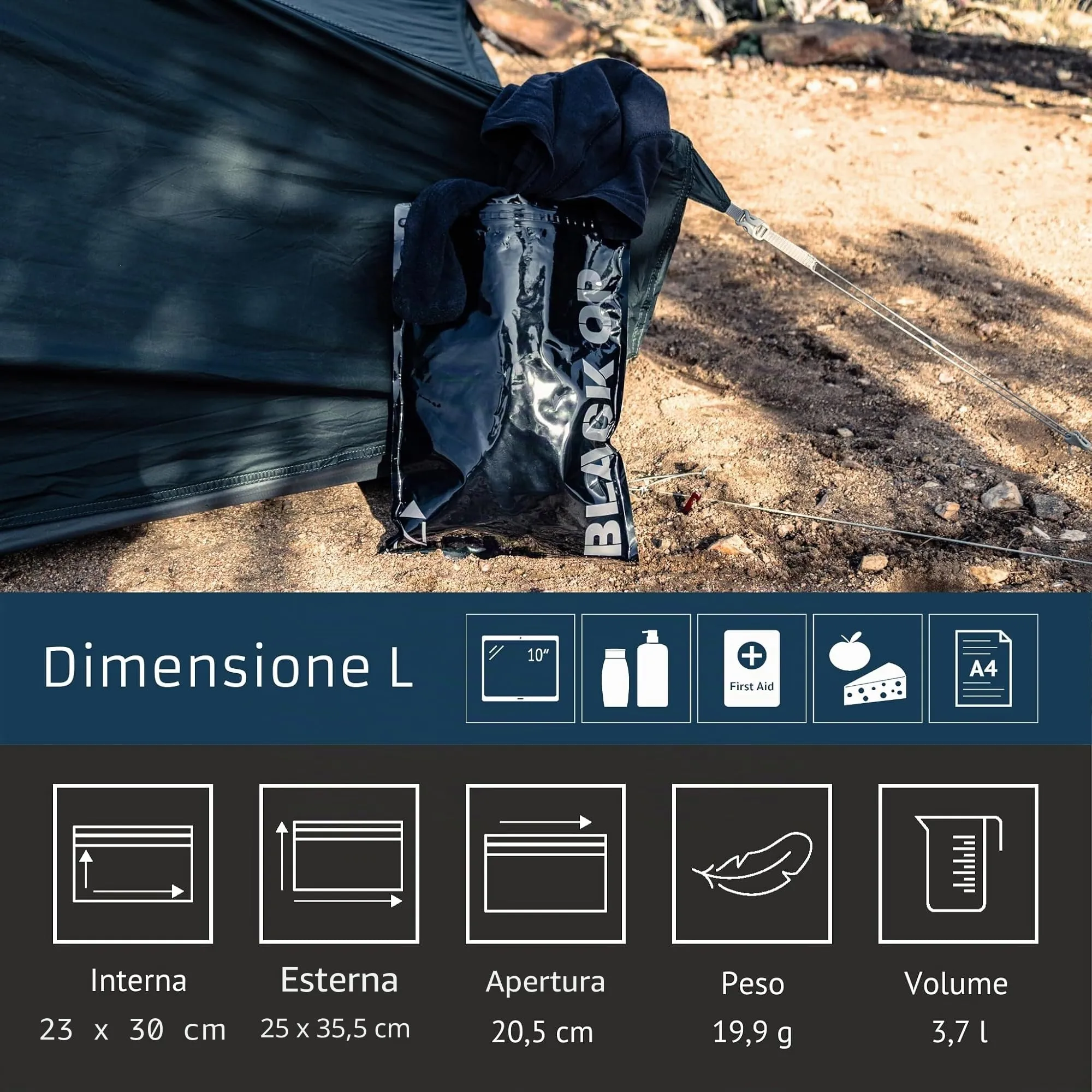 Noaks Bags, set da 5 sacchetti impermeabili (IPX8), antiodore, Taglia L - immagine 4
