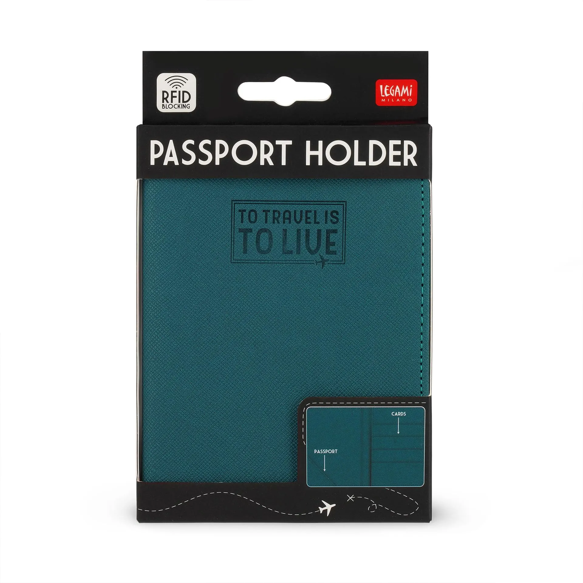 Legami - Porta Passaporto Blu Petrolio, Passport Holder Portafoglio per Viaggiare, Custodia per Passaporto, 1 Tasca per Passaporto, 4 Tasche per Carte, Protezione RFID, 10,5 x 14 x 1 cm - immagine 5