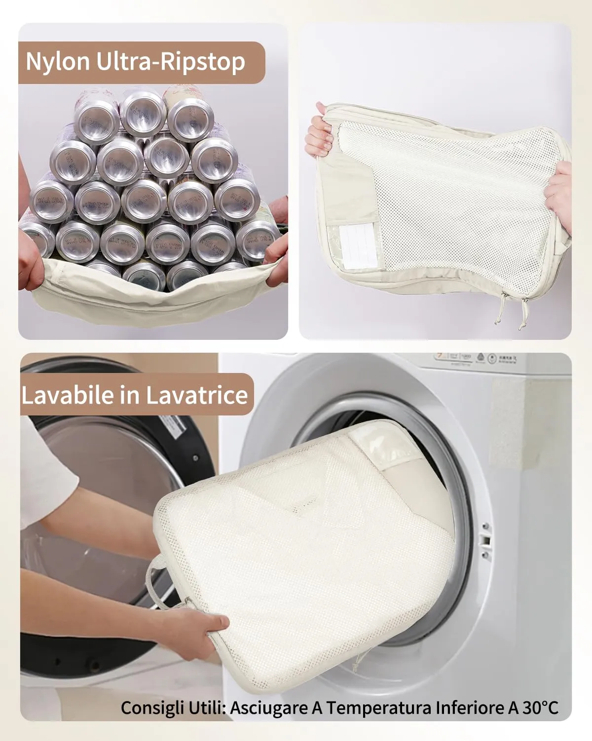 ECOHUB 4 Pezzi Organizer Valigie Salvaspazio a Compressione, Packing Cubes - immagine 4