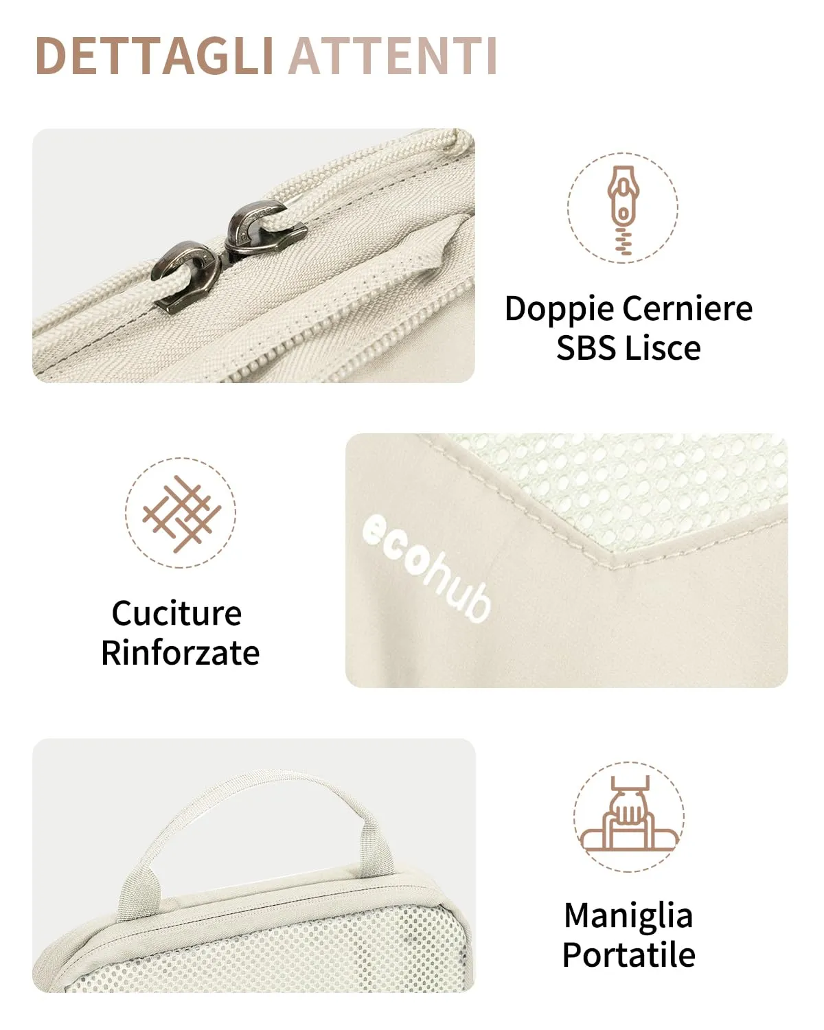 ECOHUB 4 Pezzi Organizer Valigie Salvaspazio a Compressione, Packing Cubes - immagine 7