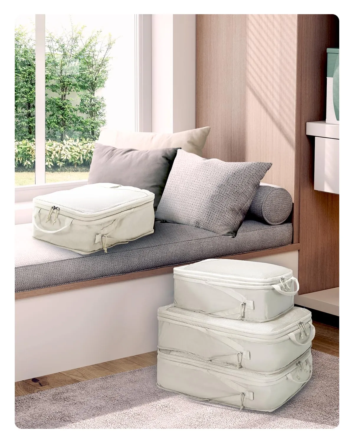 ECOHUB 4 Pezzi Organizer Valigie Salvaspazio a Compressione, Packing Cubes - immagine 9